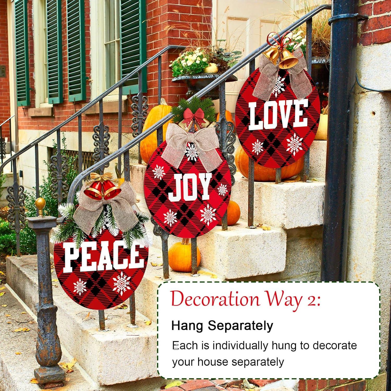 3 Piezas Decoraciones Colgantes Navidad Hicarer Signo Paz Amor