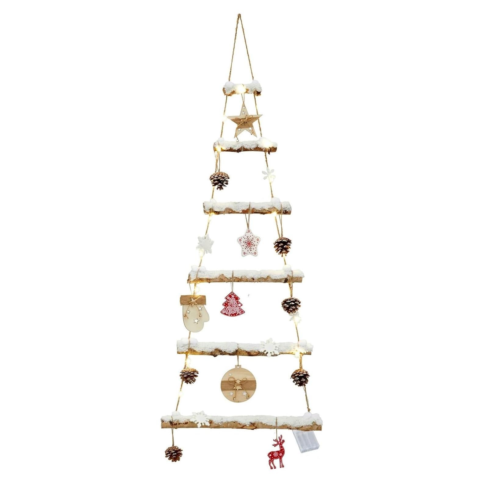 Árbol de Navidad Colgante Nature Vibe de Abedul Nevado con Luz