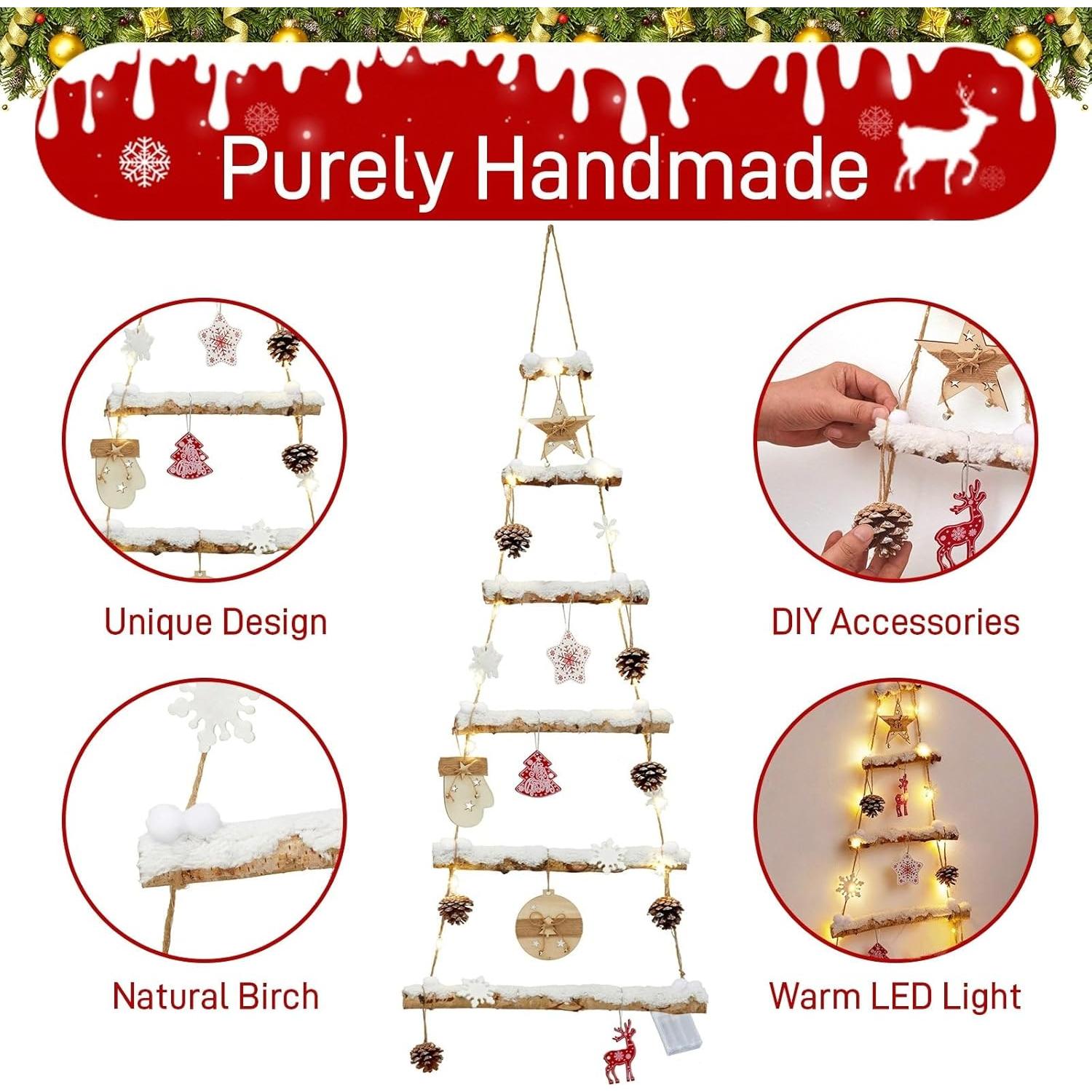 Árbol de Navidad Colgante Nature Vibe de Abedul Nevado con Luz