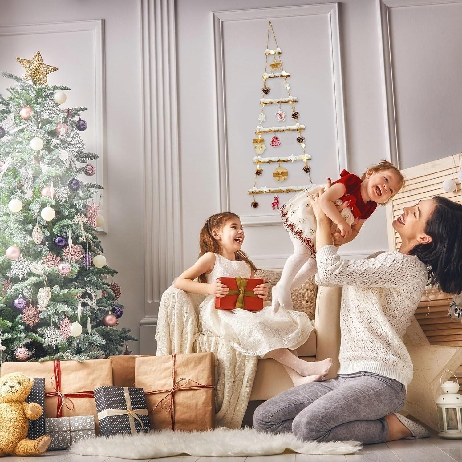 Árbol de Navidad Colgante Nature Vibe de Abedul Nevado con Luz