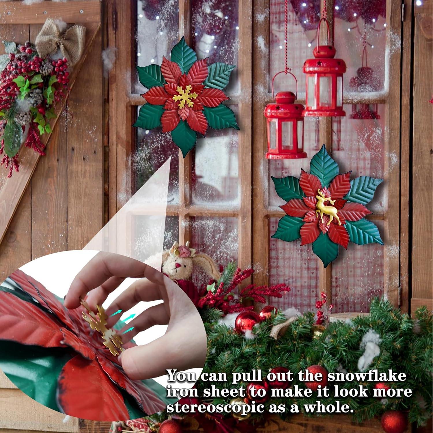 Decoración de Pared Navideña WANGIRO - Flores Metálicas 2 Pzs