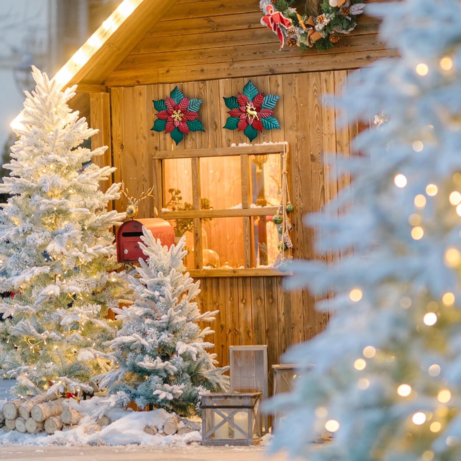 Decoración de Pared Navideña WANGIRO - Flores Metálicas 2 Pzs