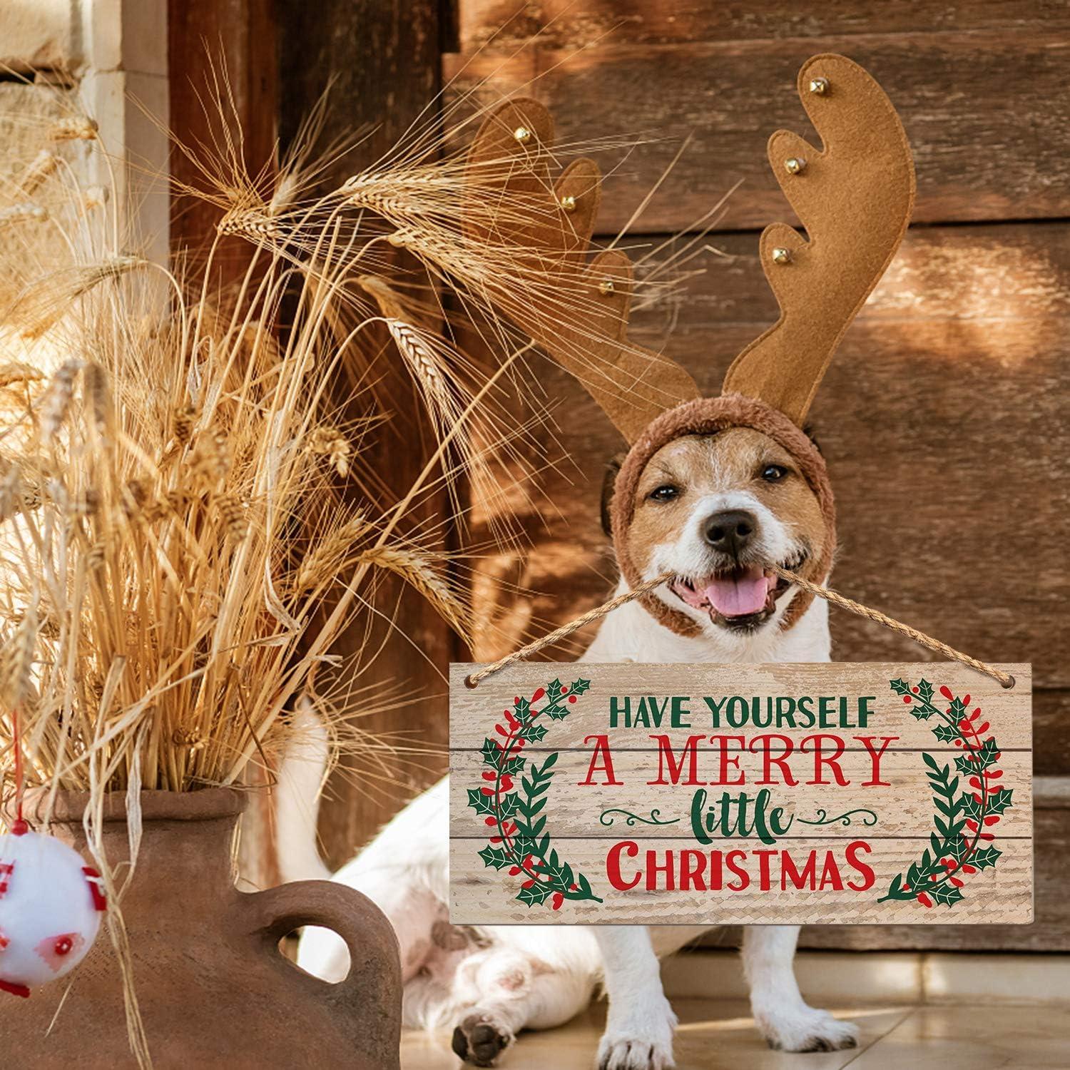 Cartel Colgante de Navidad WAOU 17.8x35.1 cm Madera Natural