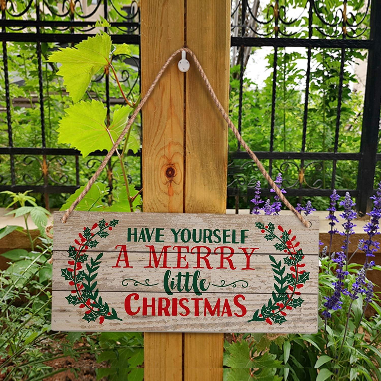 Cartel Colgante de Navidad WAOU 17.8x35.1 cm Madera Natural