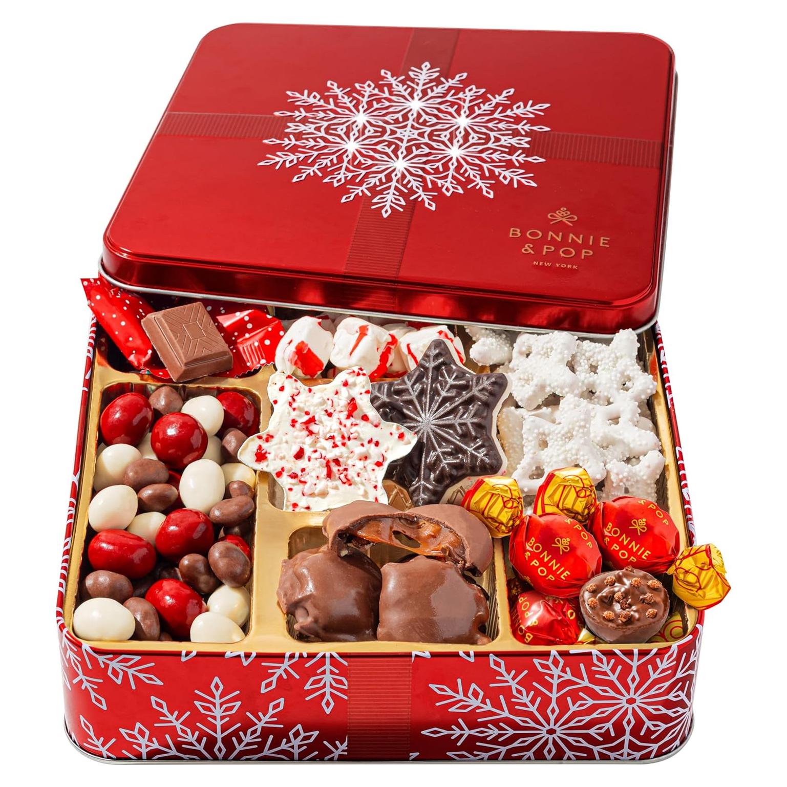 Lata Festiva de Regalo Bonnie y Pop - Chocolates y Nueces 1kg