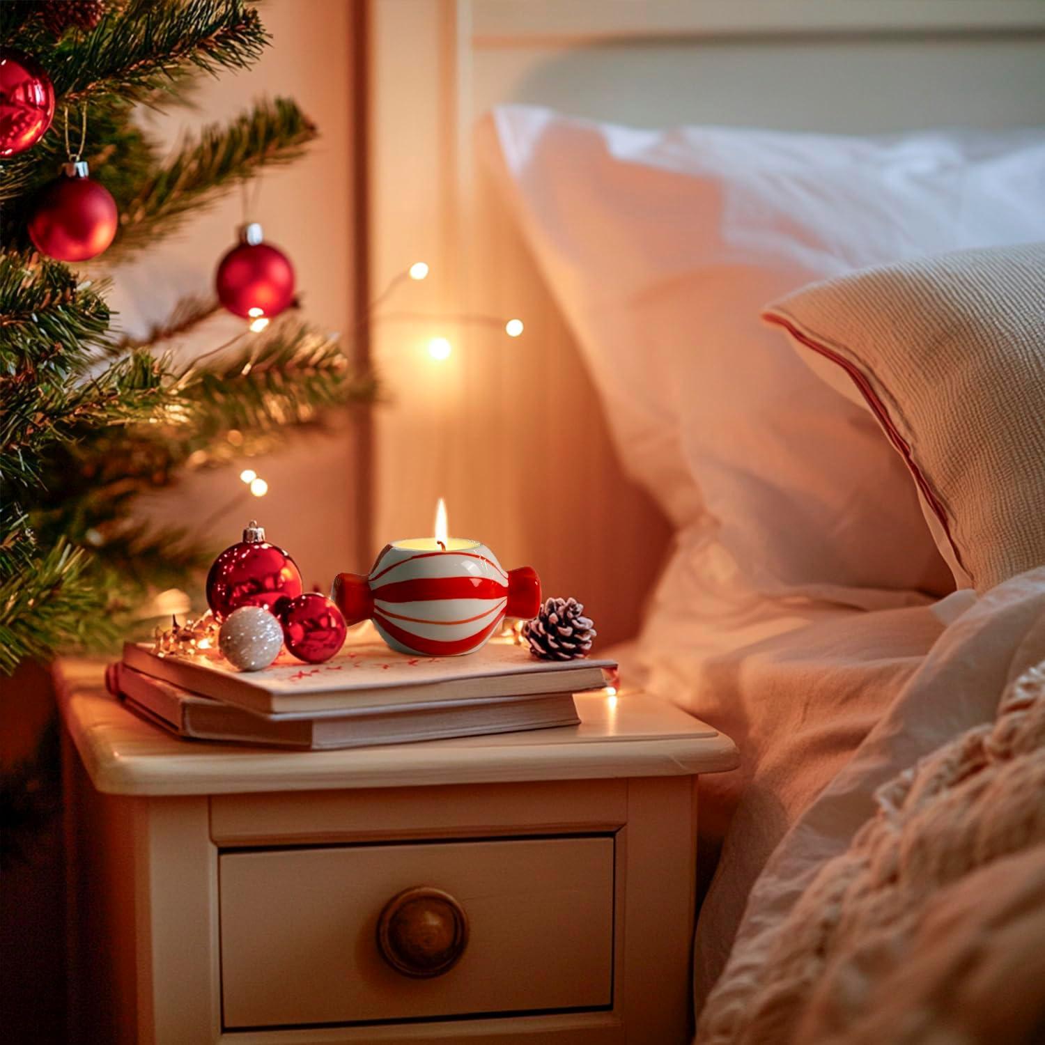 Soportes de Velas de Cerámica DIF DECO 2 Pcs Rojo Verde 3.81 cm