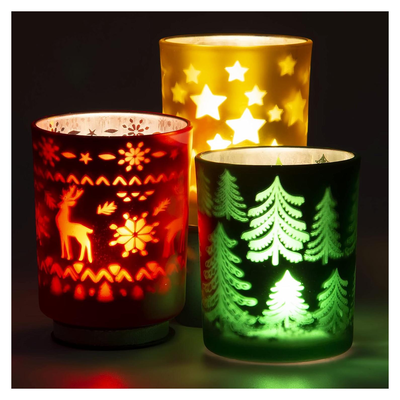 Soportes para Velas Tealight Rancco Navidad 3 Piezas 8.4x6.6cm