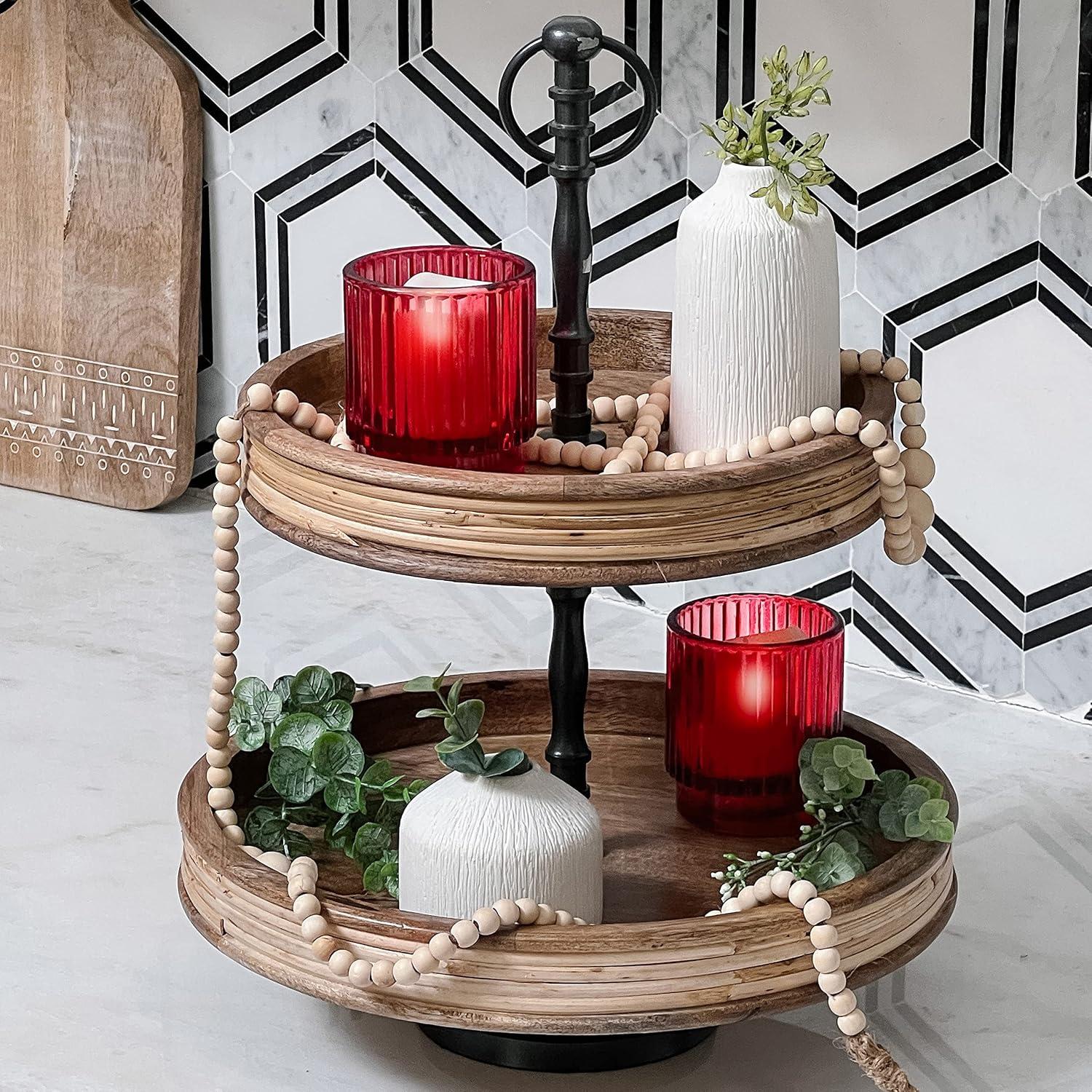 Juego de 6 Soportes para Velas Votivas de Vidrio Rojo Kate Aspen