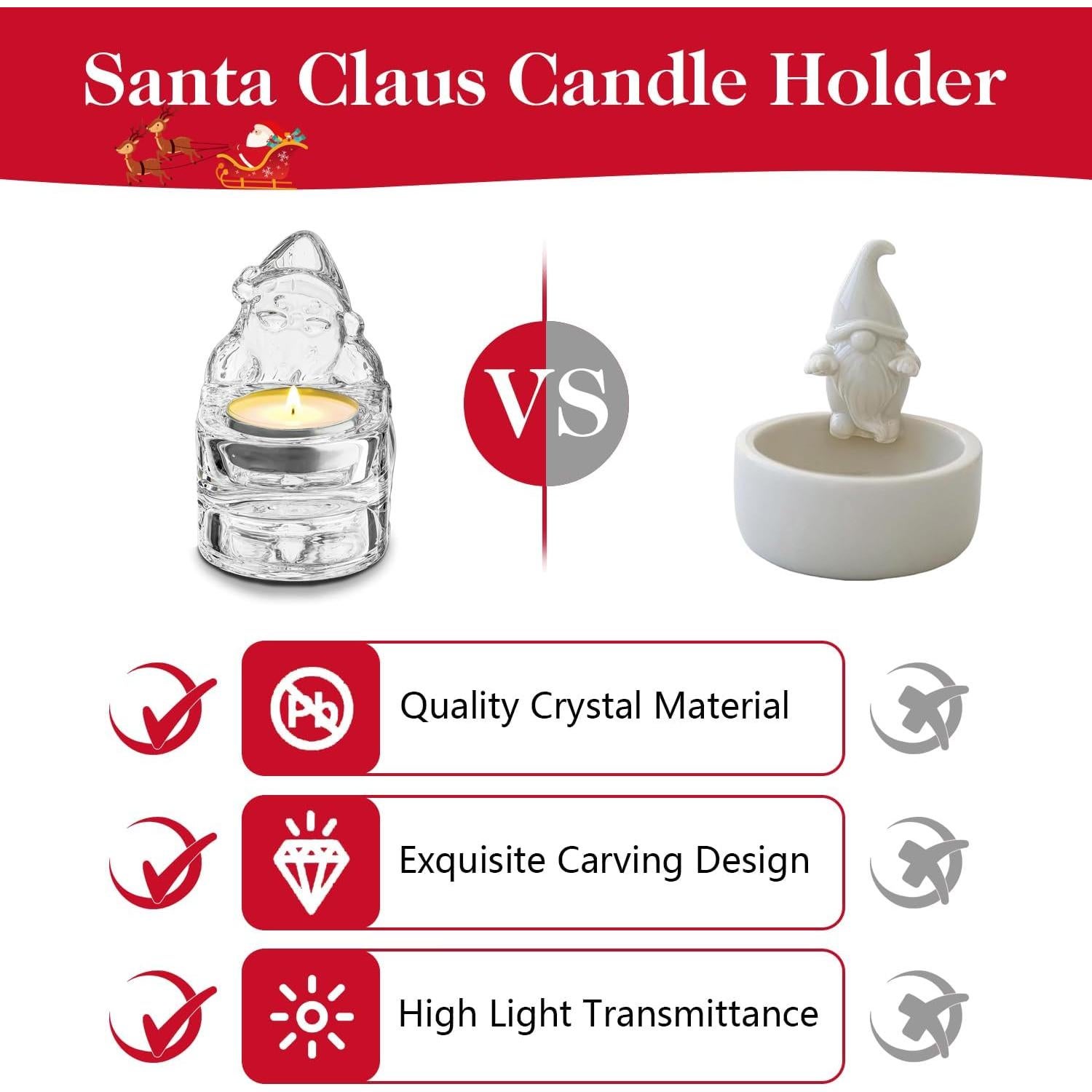 Soporte para Vela de Santa Claus Kanpura de Vidrio 4 cm