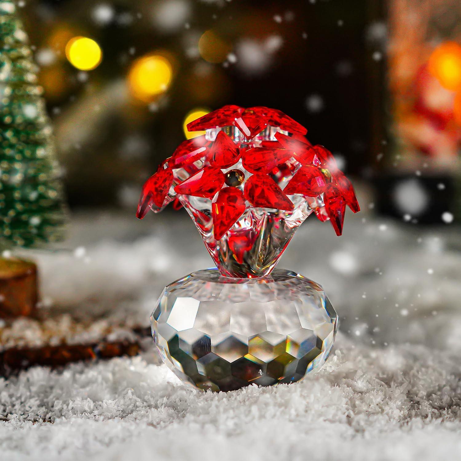 Figurita de Cristal Nochebuena Roja H&D 5.3x5.3x7.1cm