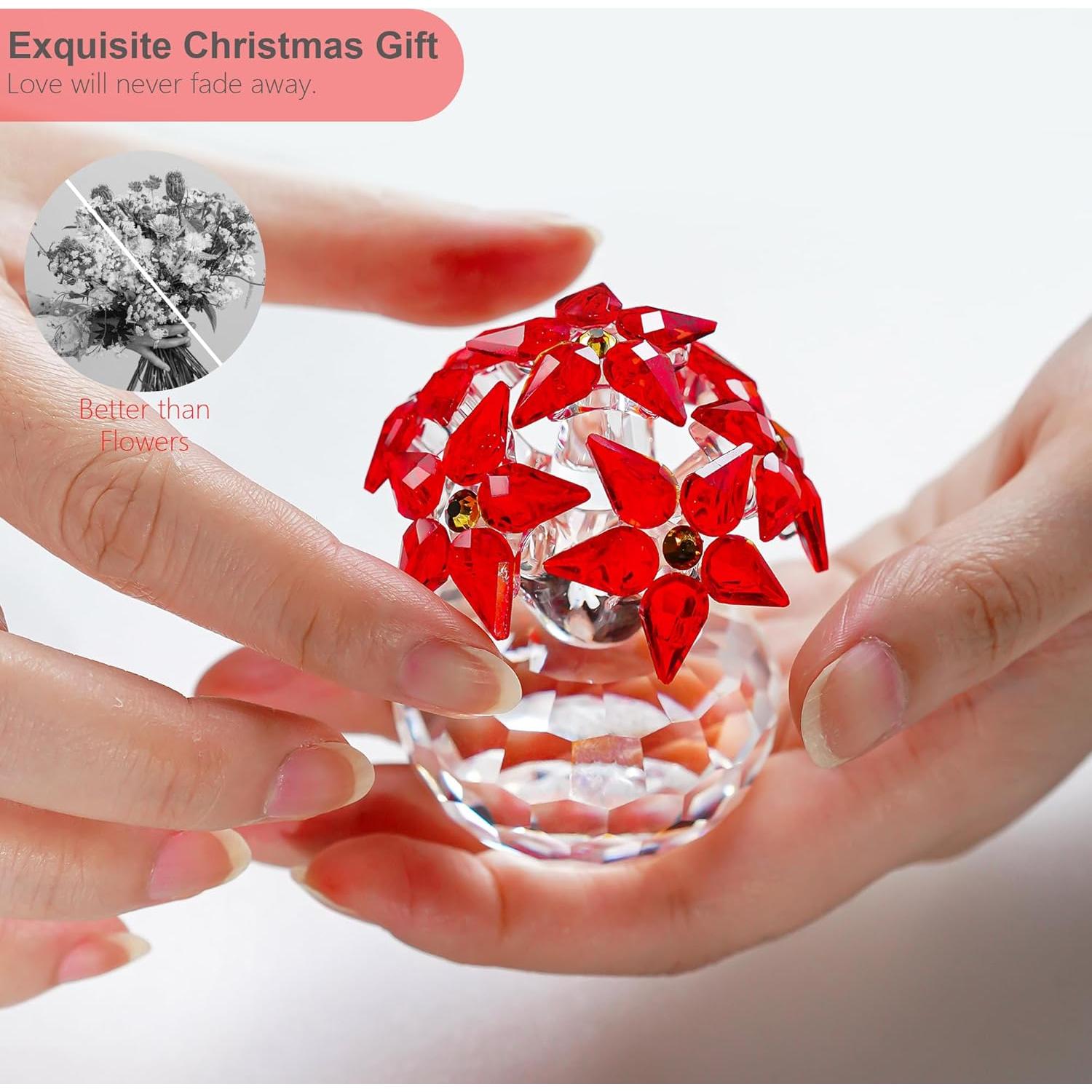 Figurita de Cristal Nochebuena Roja H&D 5.3x5.3x7.1cm