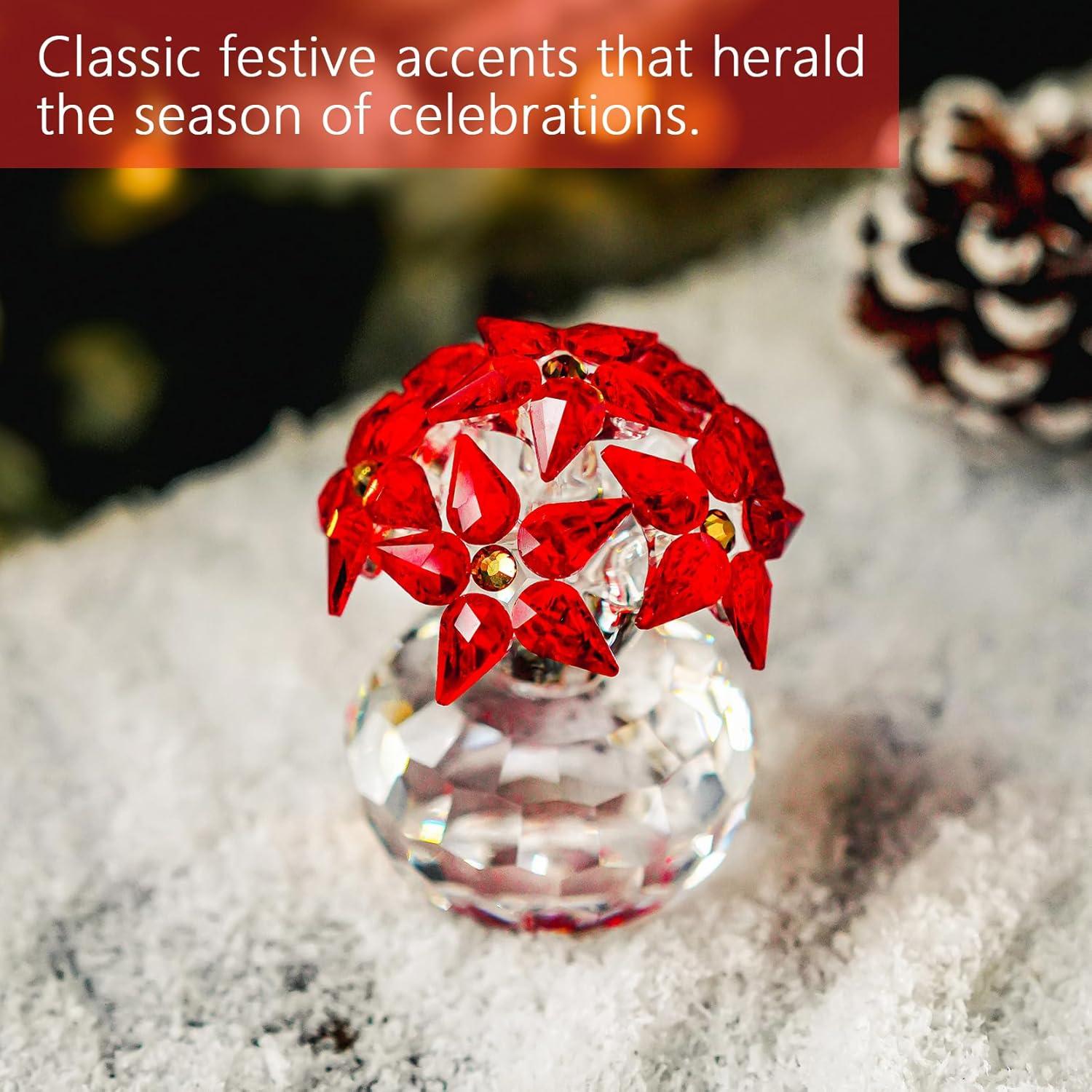 Figurita de Cristal Nochebuena Roja H&D 5.3x5.3x7.1cm