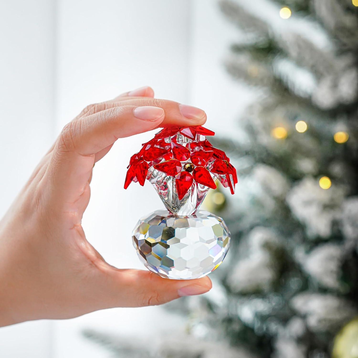 Figurita de Cristal Nochebuena Roja H&D 5.3x5.3x7.1cm
