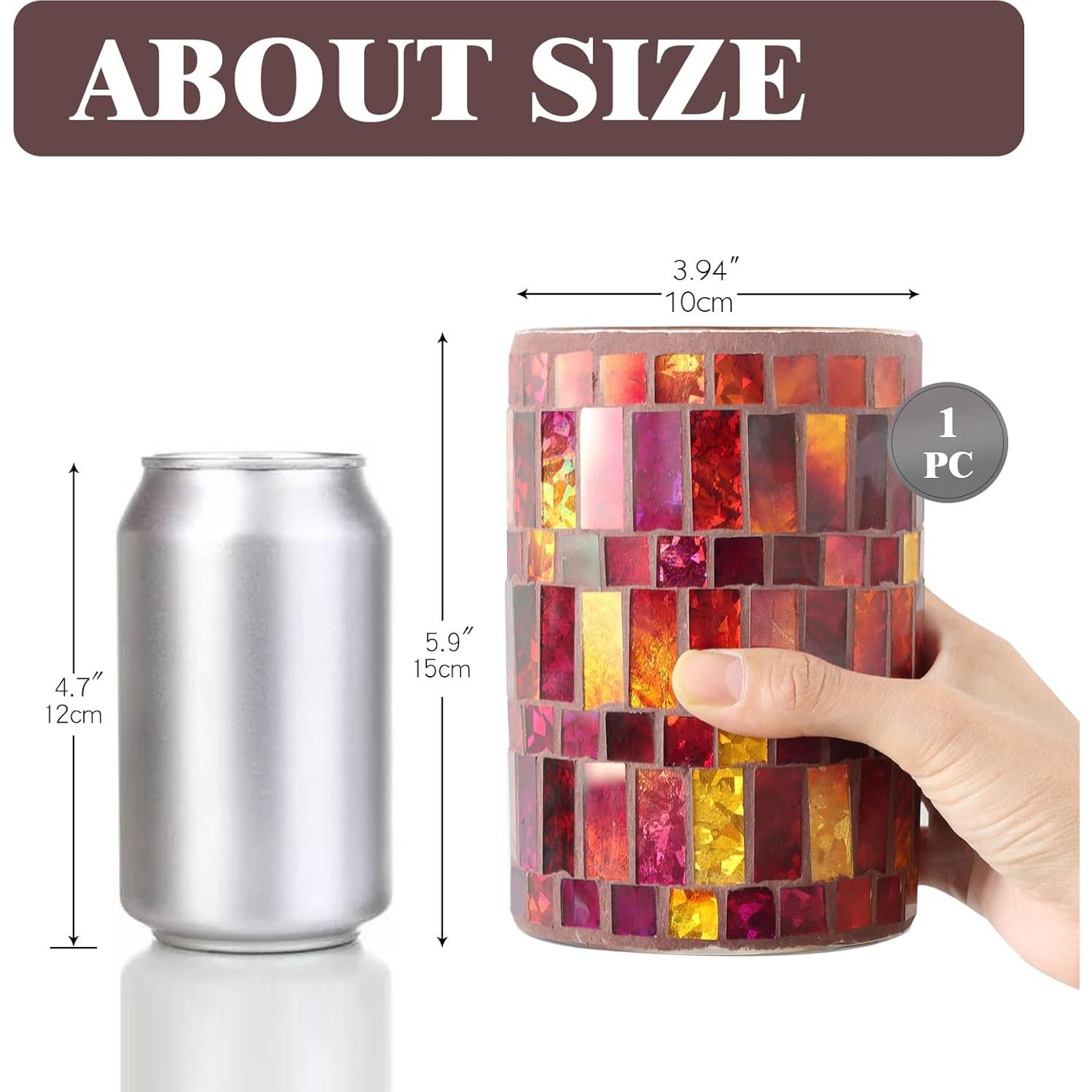 Jarrón de Vidrio Mosaico Rojo Etolies 15 cm Decorativo