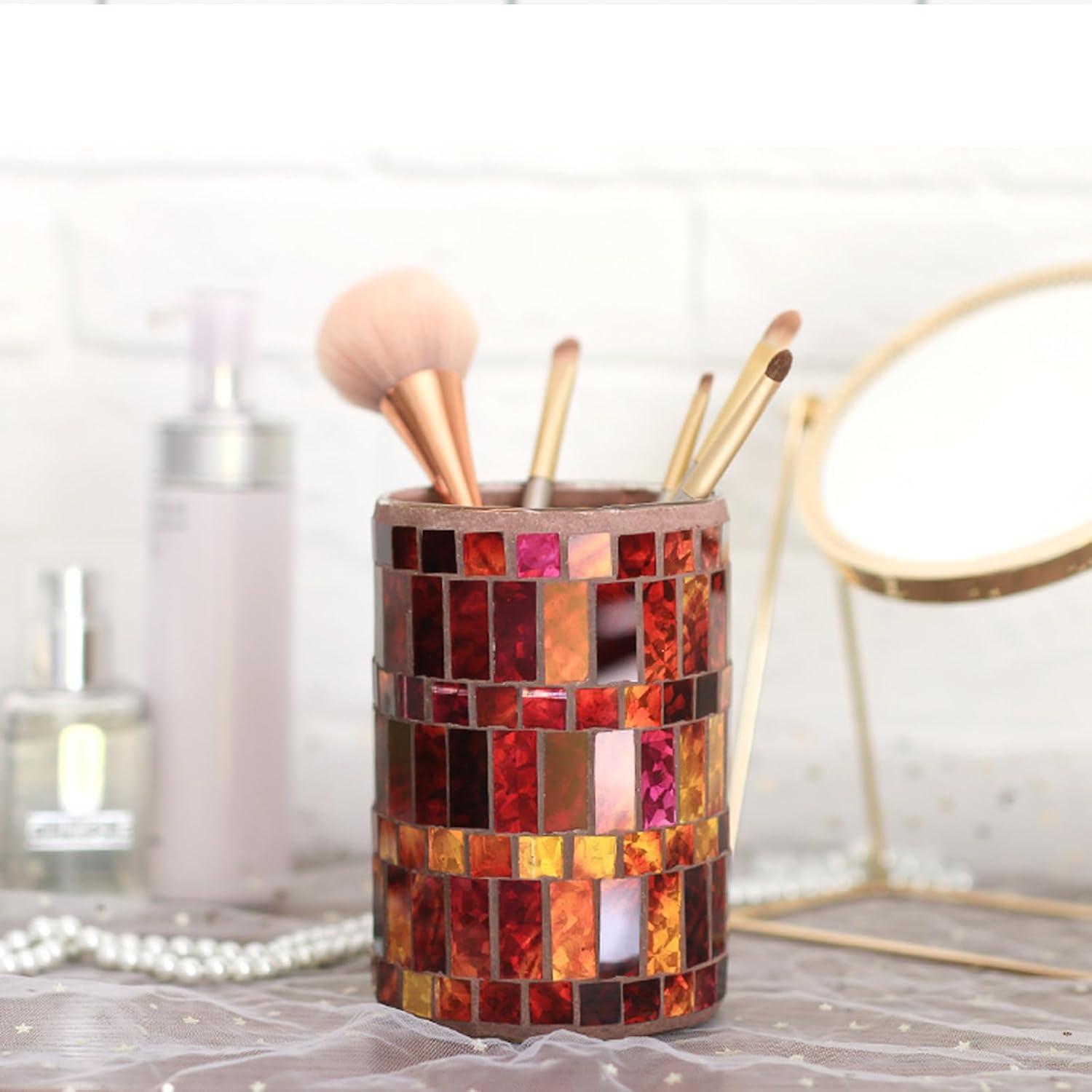 Jarrón de Vidrio Mosaico Rojo Etolies 15 cm Decorativo