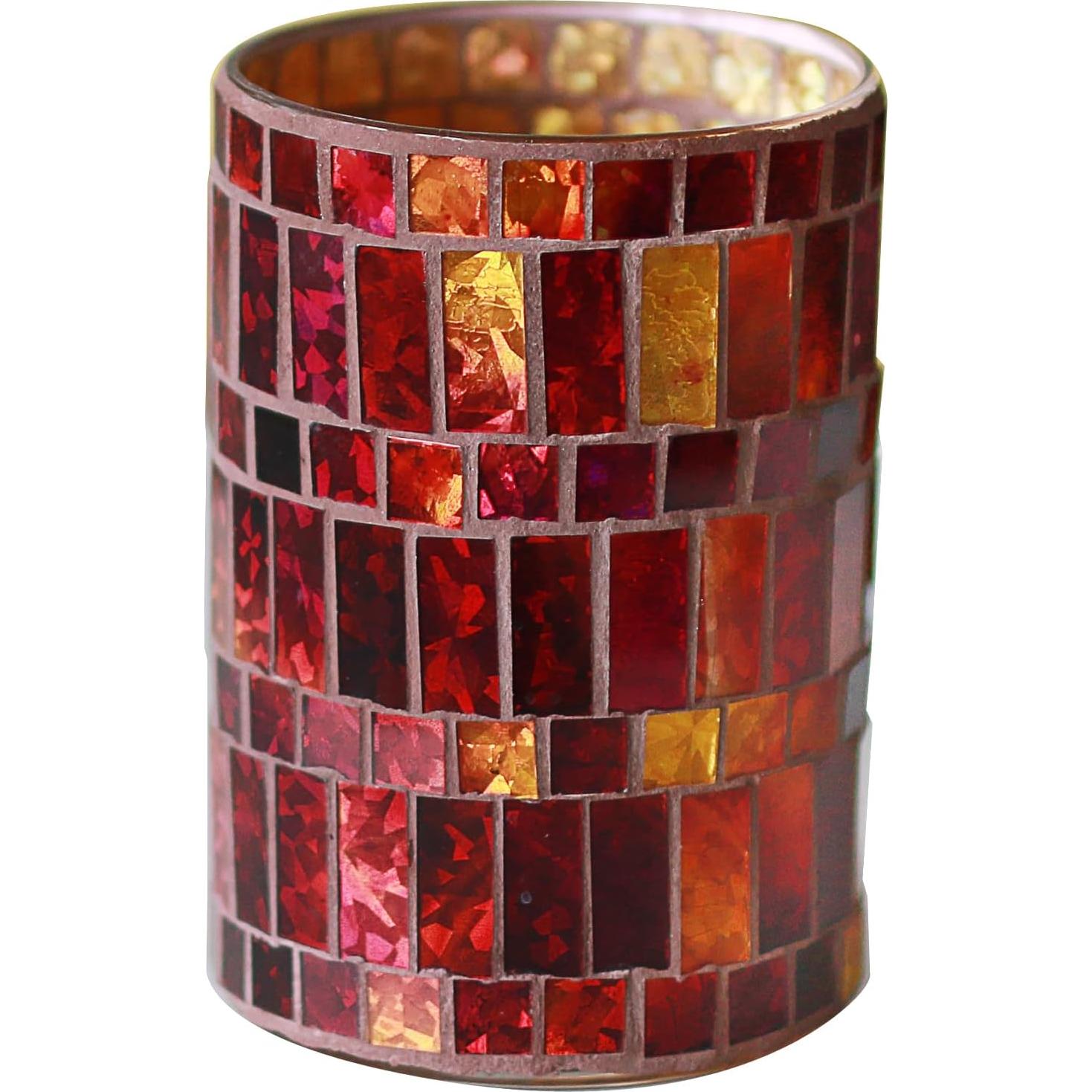 Jarrón de Vidrio Mosaico Rojo Etolies 15 cm Decorativo