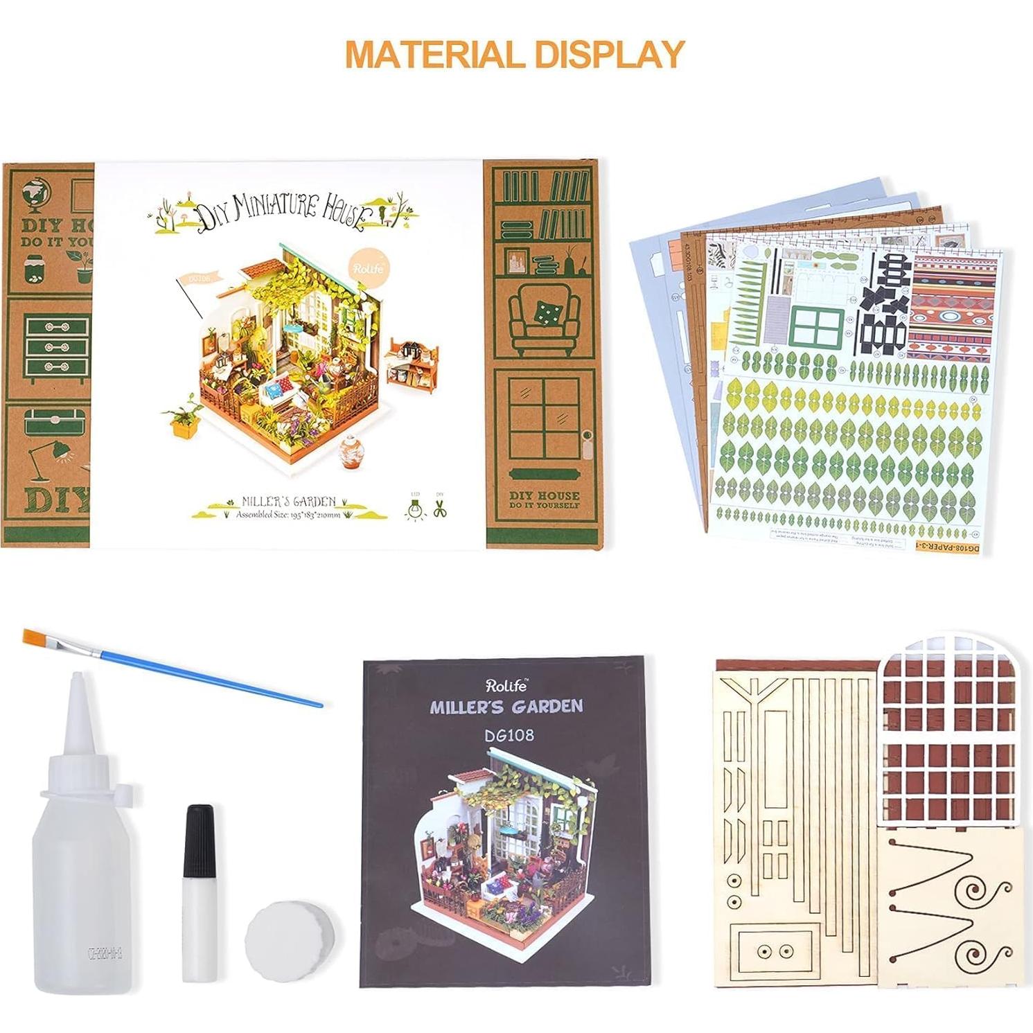 Rolife Kit Casa Miniatura Jardín de Miller 21.5x17.8x19.1cm