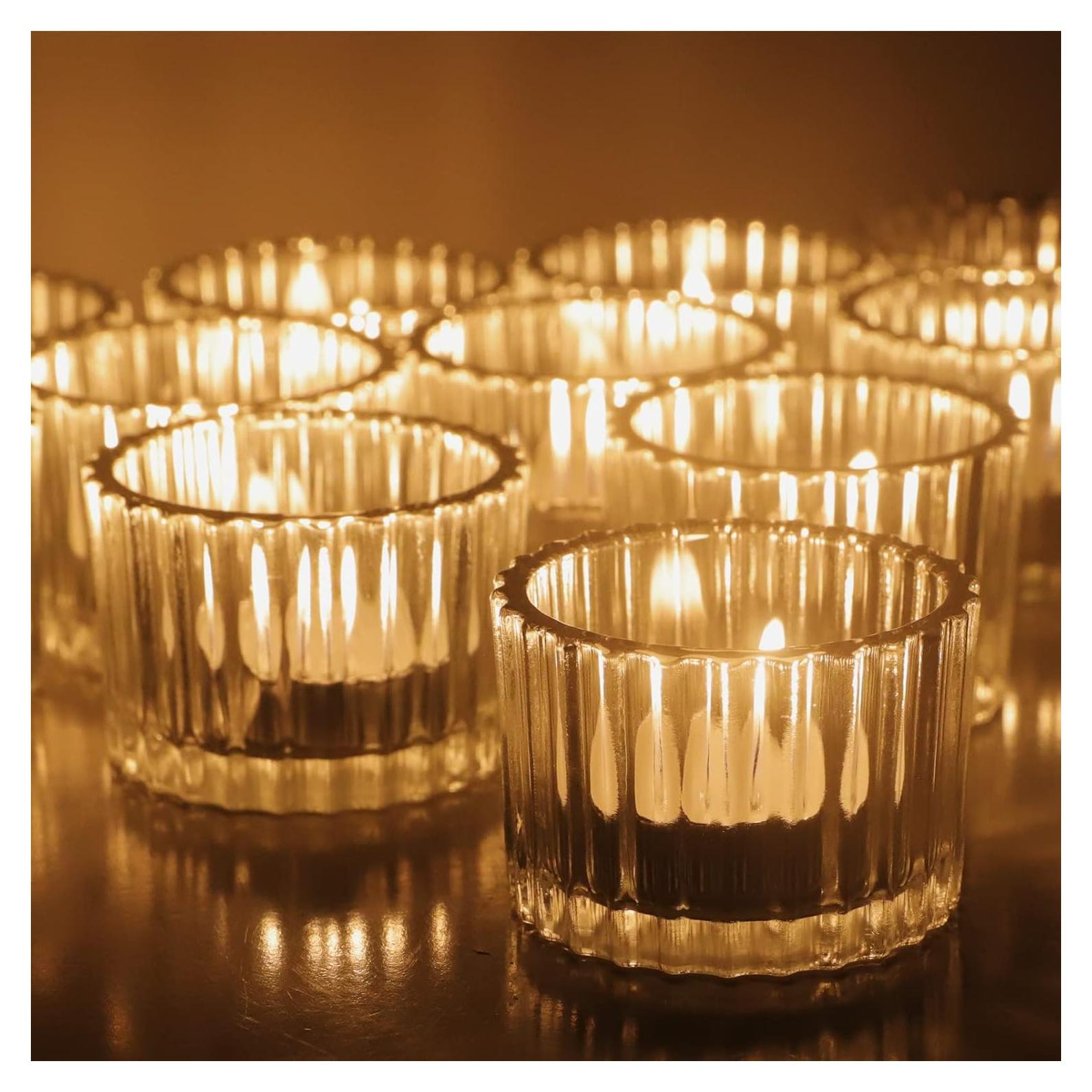 Juego de 12 Soportes para Velas Tealight VOHO de Vidrio 5.08 cm