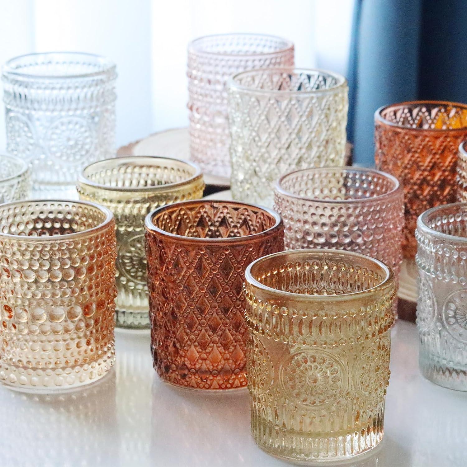 24 Soportes de Velas Tealight SHMILMH Multicolor Vidrio