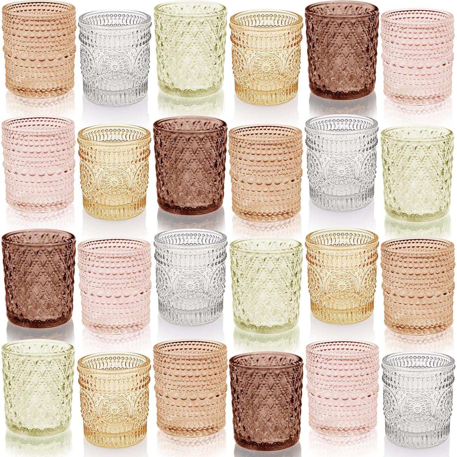 24 Soportes de Velas Tealight SHMILMH Multicolor Vidrio