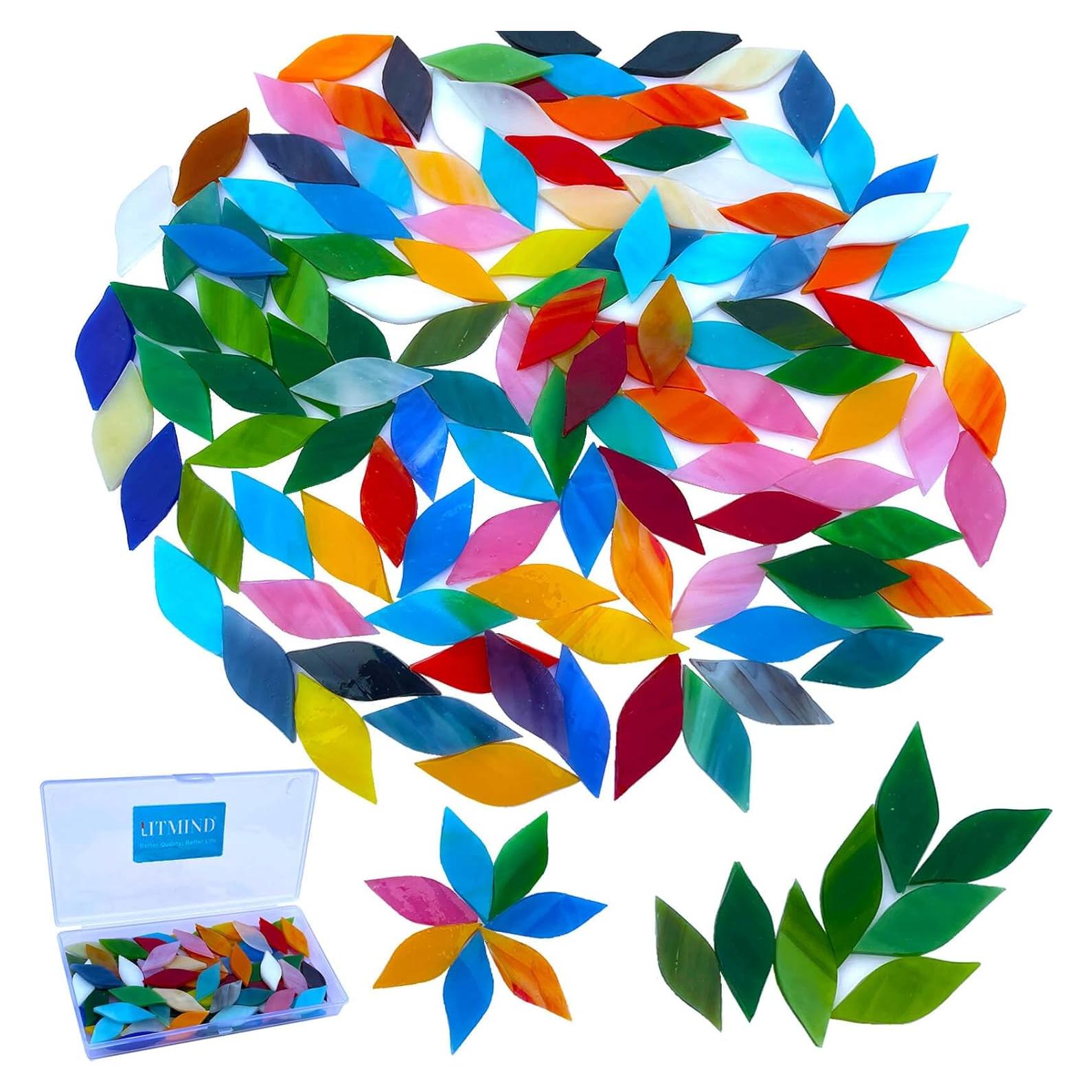 LITMIND 120 Piezas Mosaico de Vidrio Colorido para Manualidades