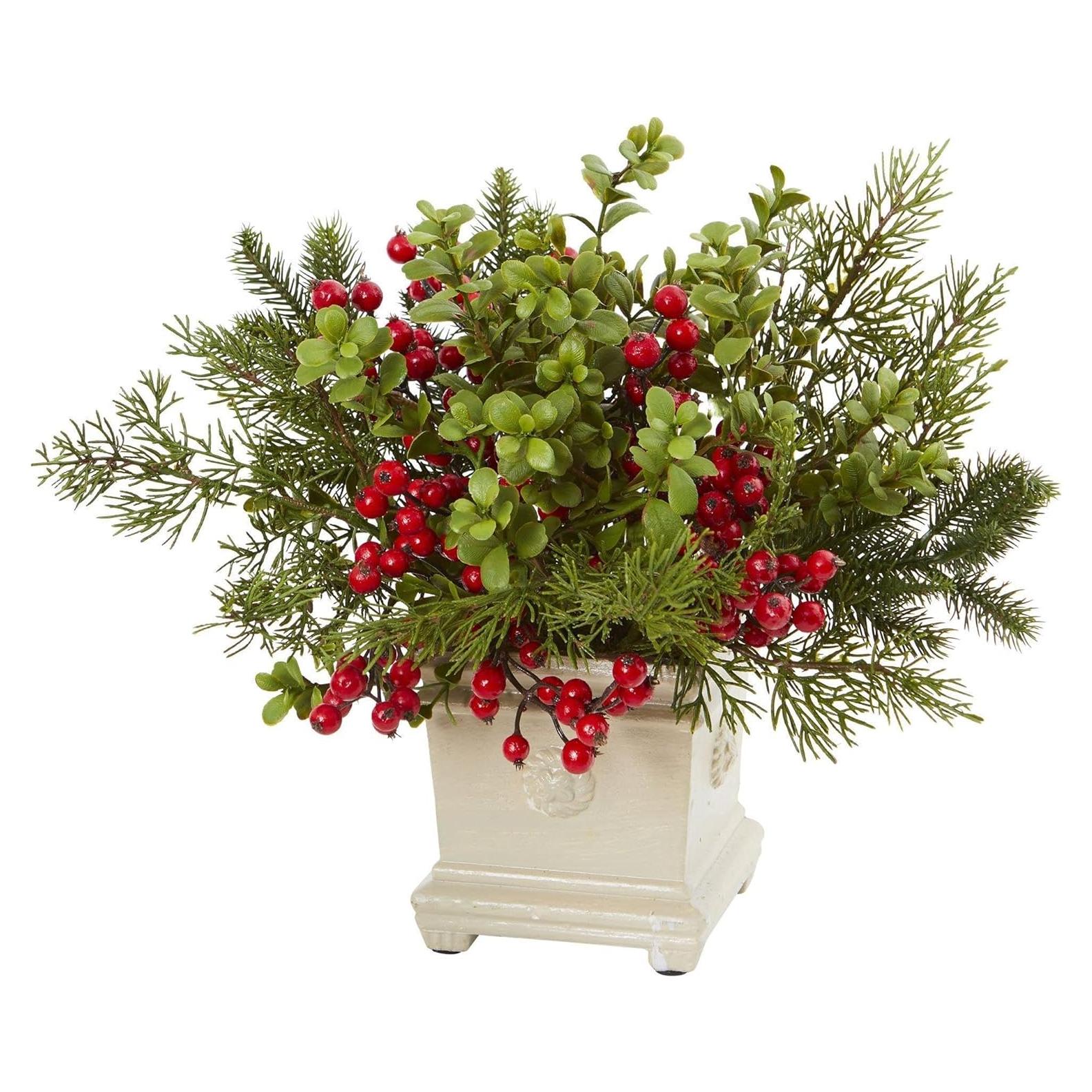 Arreglo Artificial de Pino y Berries Nearly Natural 35.56 cm