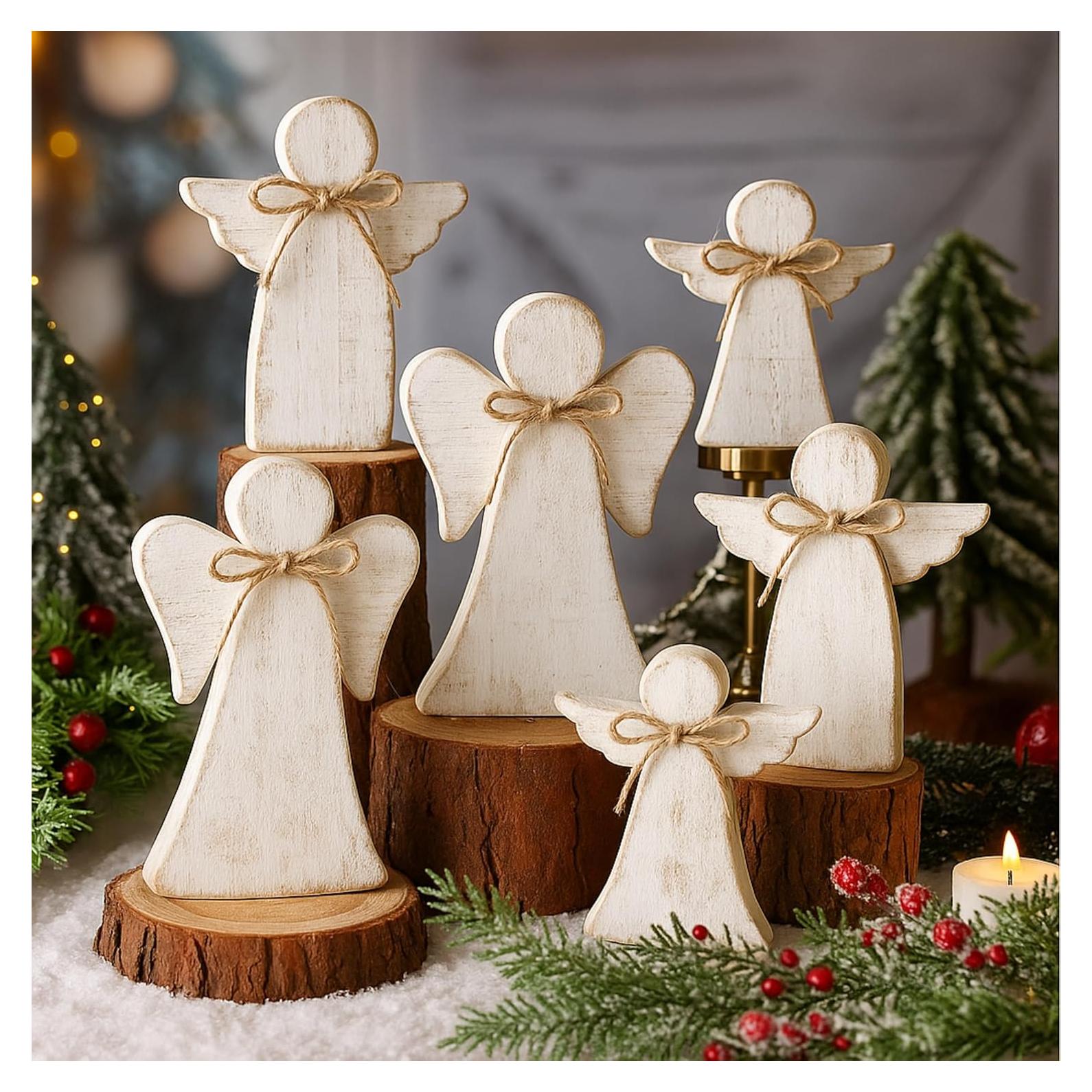 Juego de 6 Decoraciones de Mesa de Ángel de Navidad Yerliker