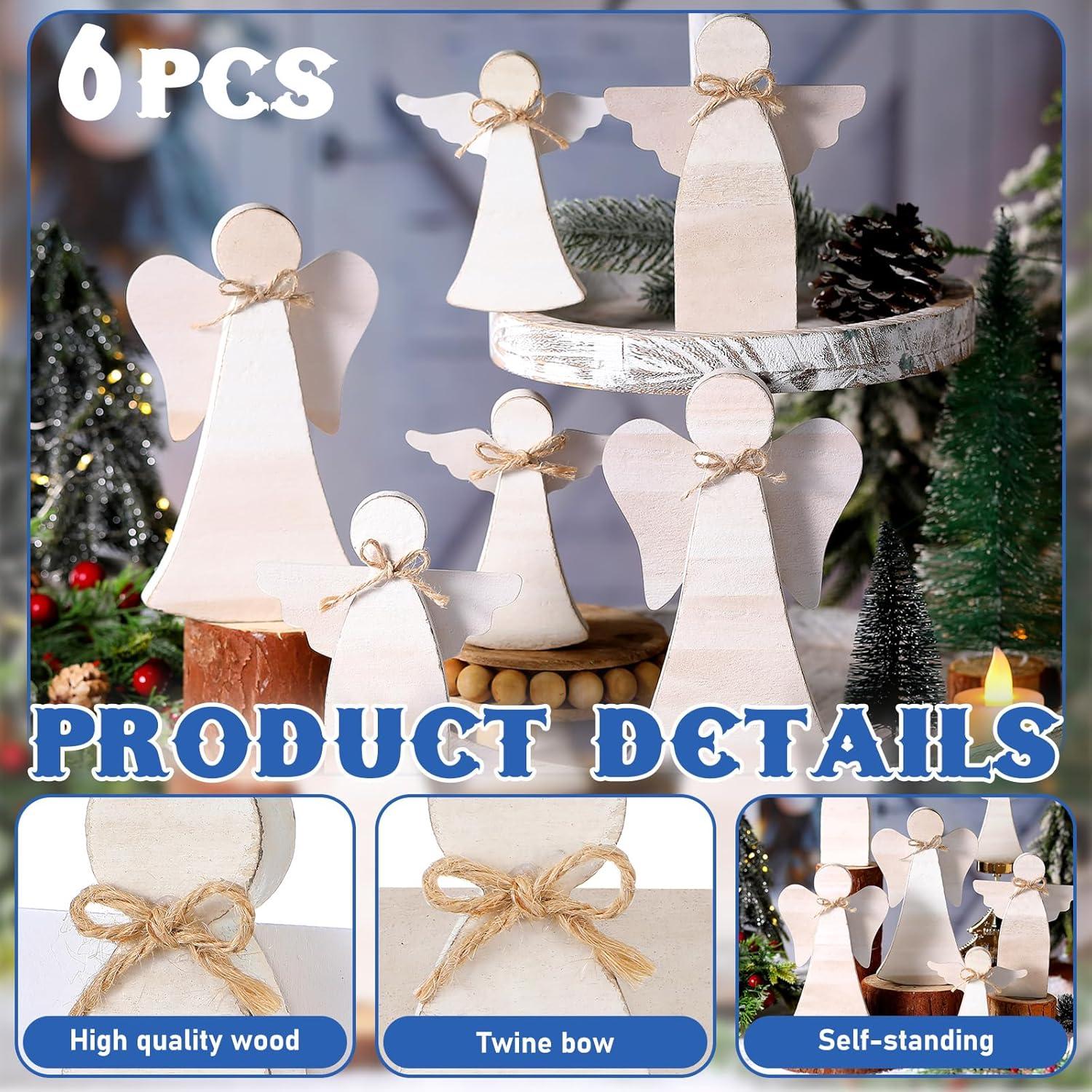 Juego de 6 Decoraciones de Mesa de Ángel de Navidad Yerliker