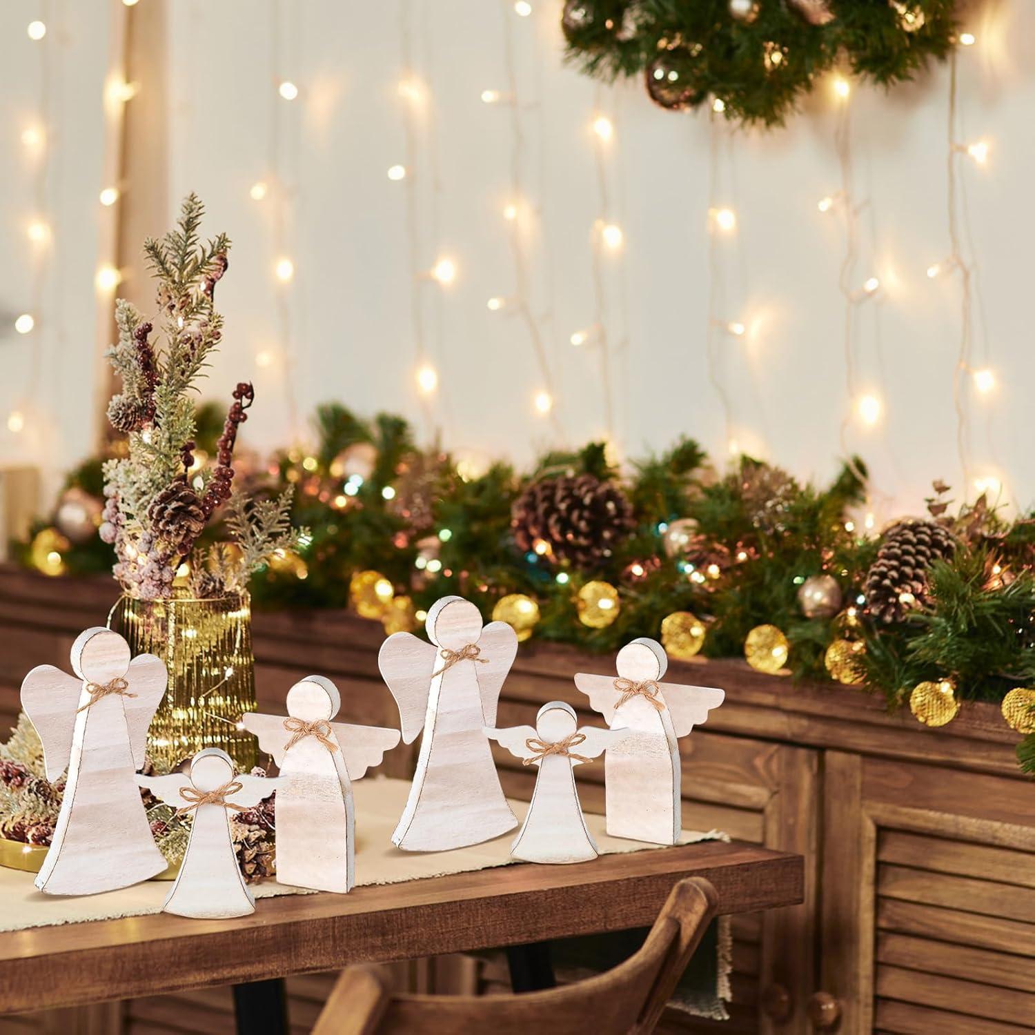 Juego de 6 Decoraciones de Mesa de Ángel de Navidad Yerliker