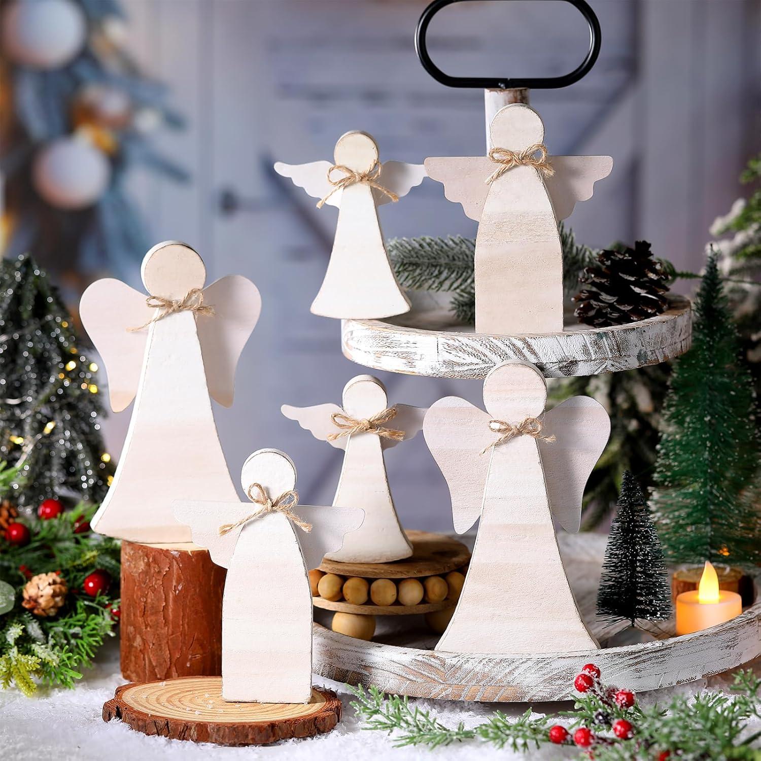 Juego de 6 Decoraciones de Mesa de Ángel de Navidad Yerliker