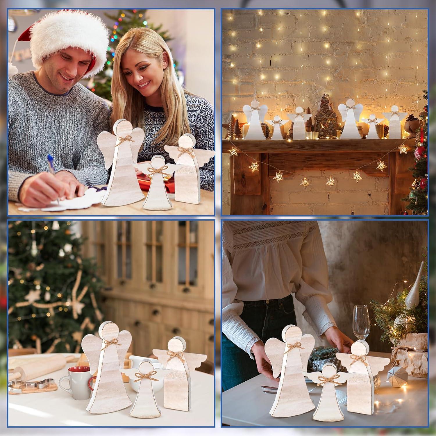 Juego de 6 Decoraciones de Mesa de Ángel de Navidad Yerliker