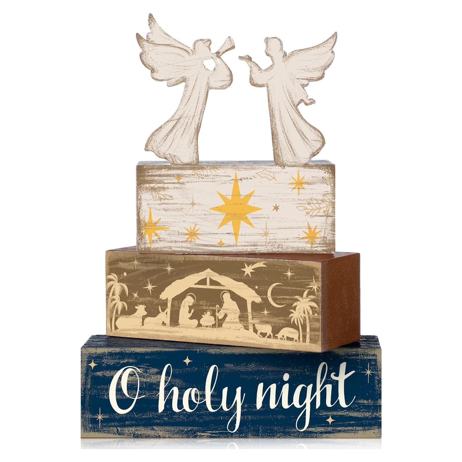 Conjunto de 4 Carteles de Madera Navidad Moucuny Ángel