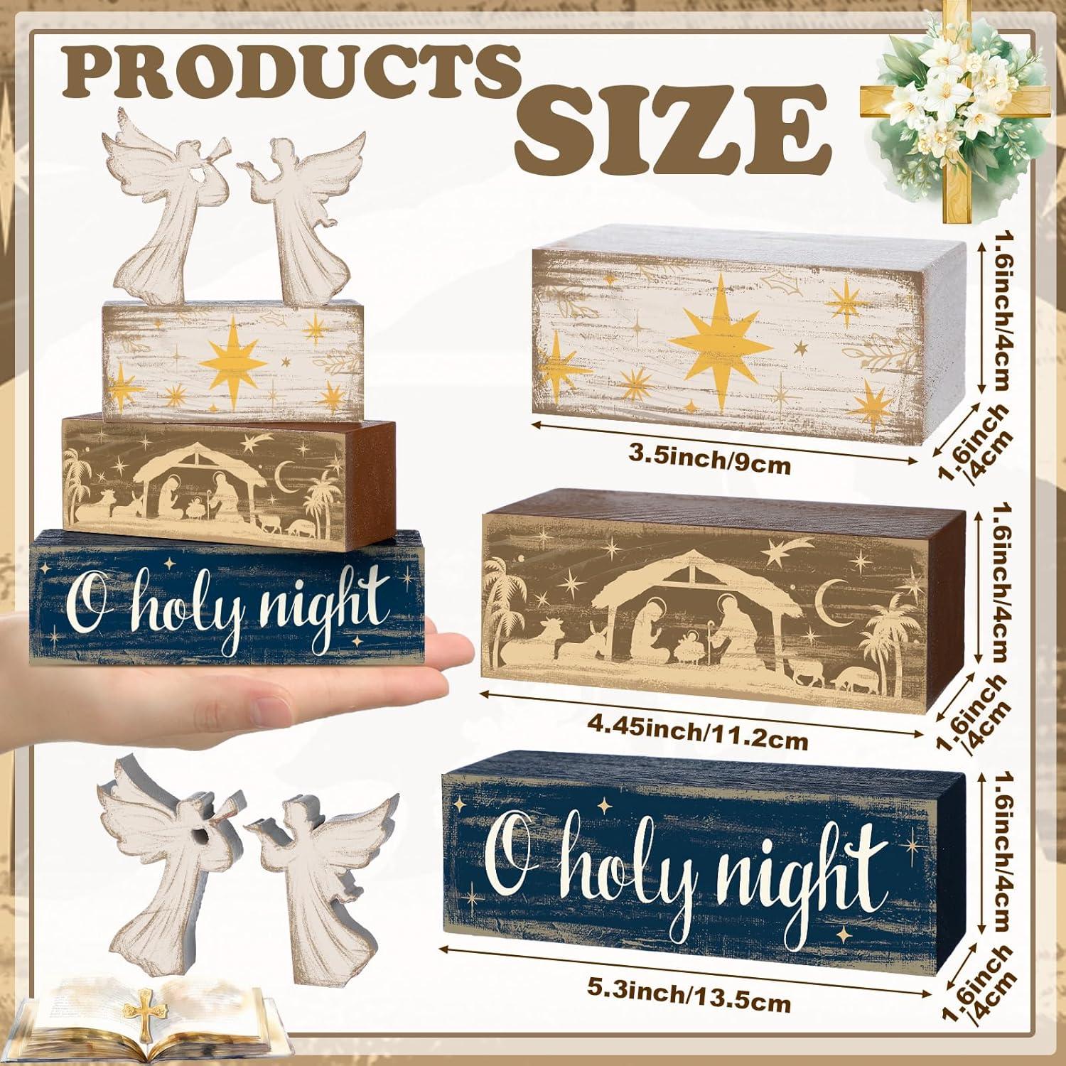 Conjunto de 4 Carteles de Madera Navidad Moucuny Ángel