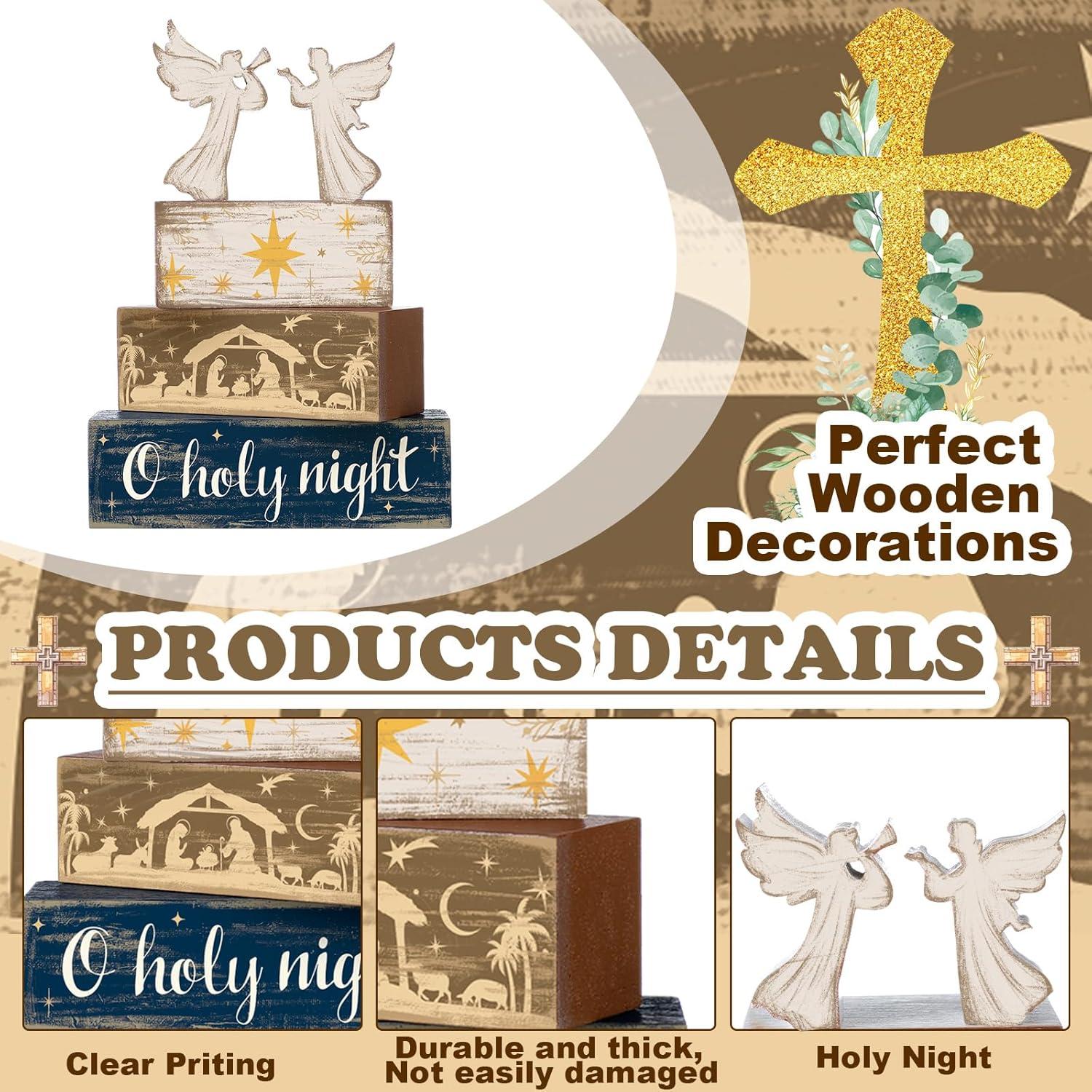 Conjunto de 4 Carteles de Madera Navidad Moucuny Ángel