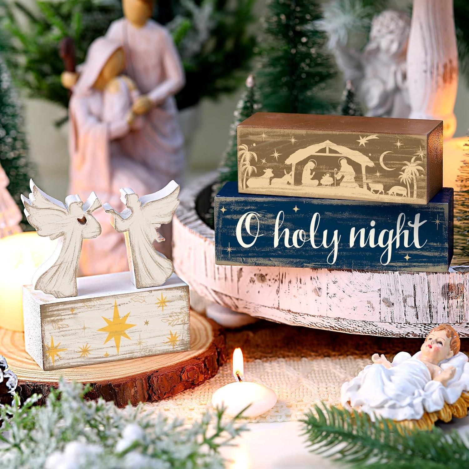Conjunto de 4 Carteles de Madera Navidad Moucuny Ángel