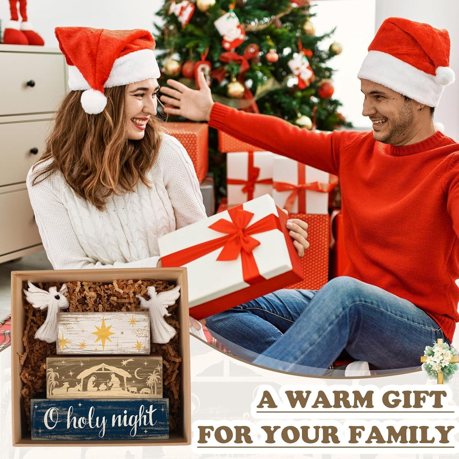 Conjunto de 4 Carteles de Madera Navidad Moucuny Ángel