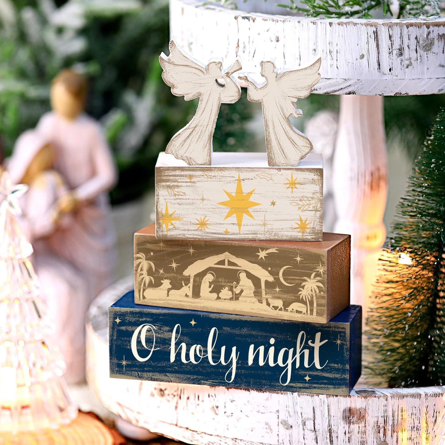 Conjunto de 4 Carteles de Madera Navidad Moucuny Ángel