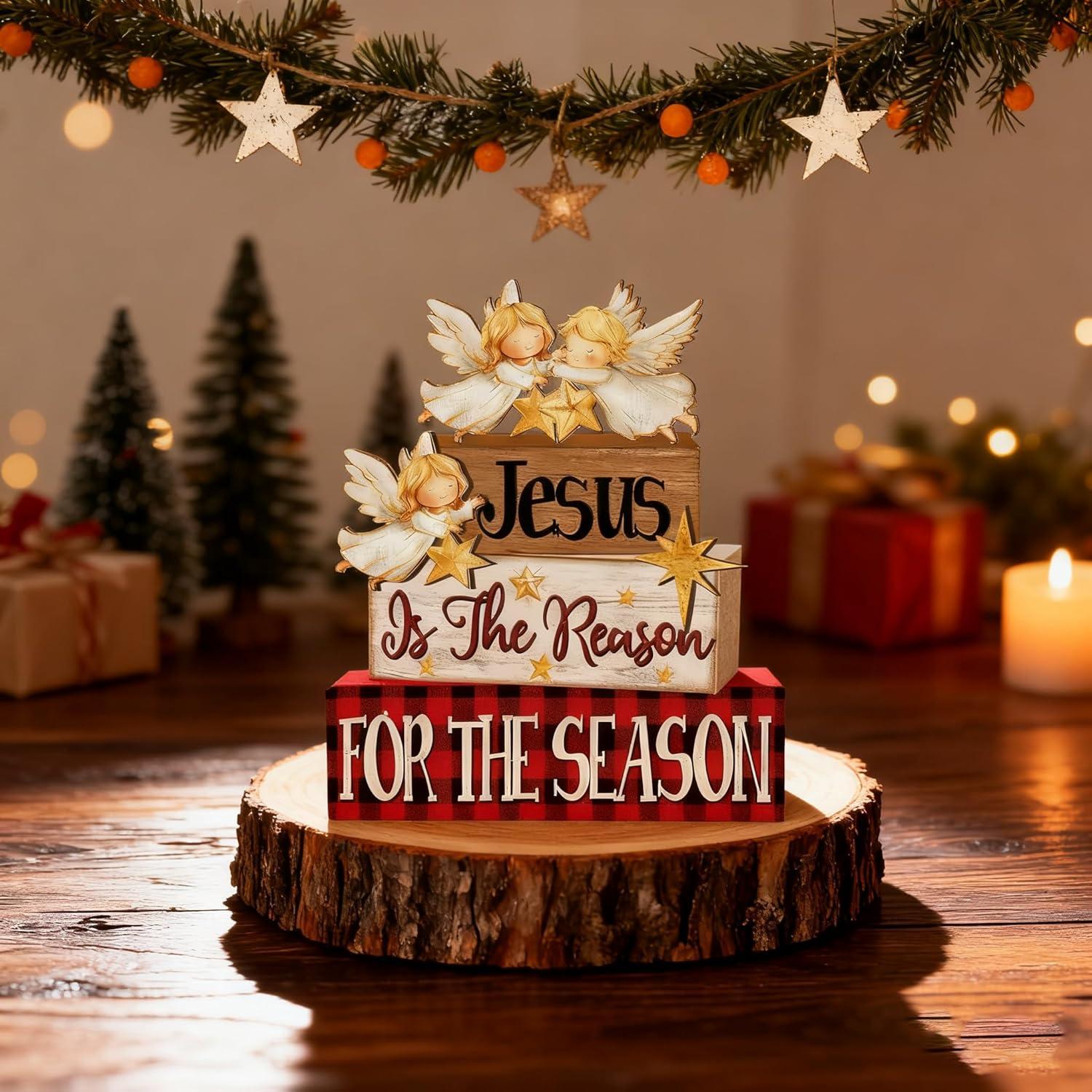 Decoración de Mesa de Navidad CMZLUMINEST - Ángel de Madera