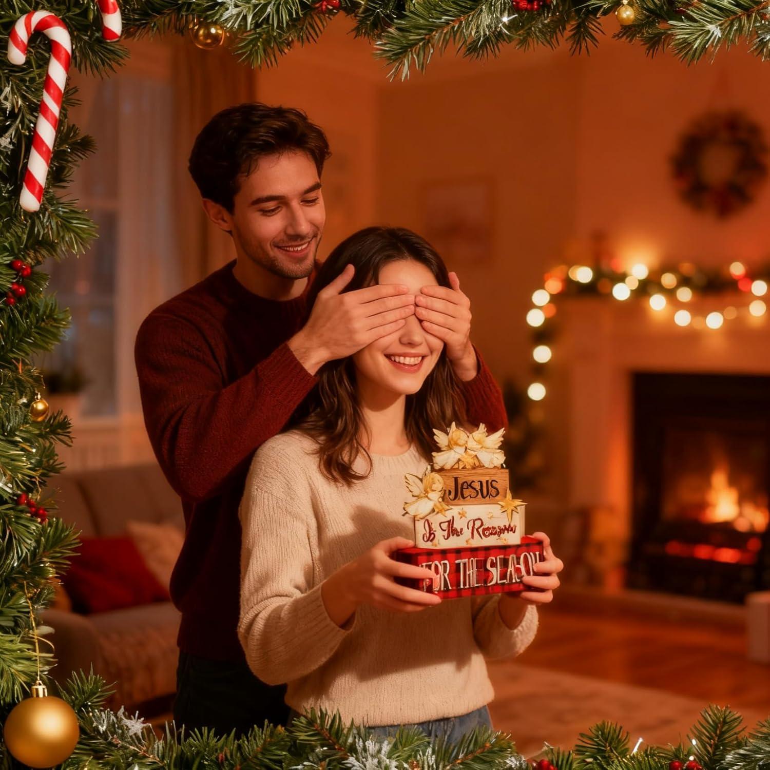 Decoración de Mesa de Navidad CMZLUMINEST - Ángel de Madera