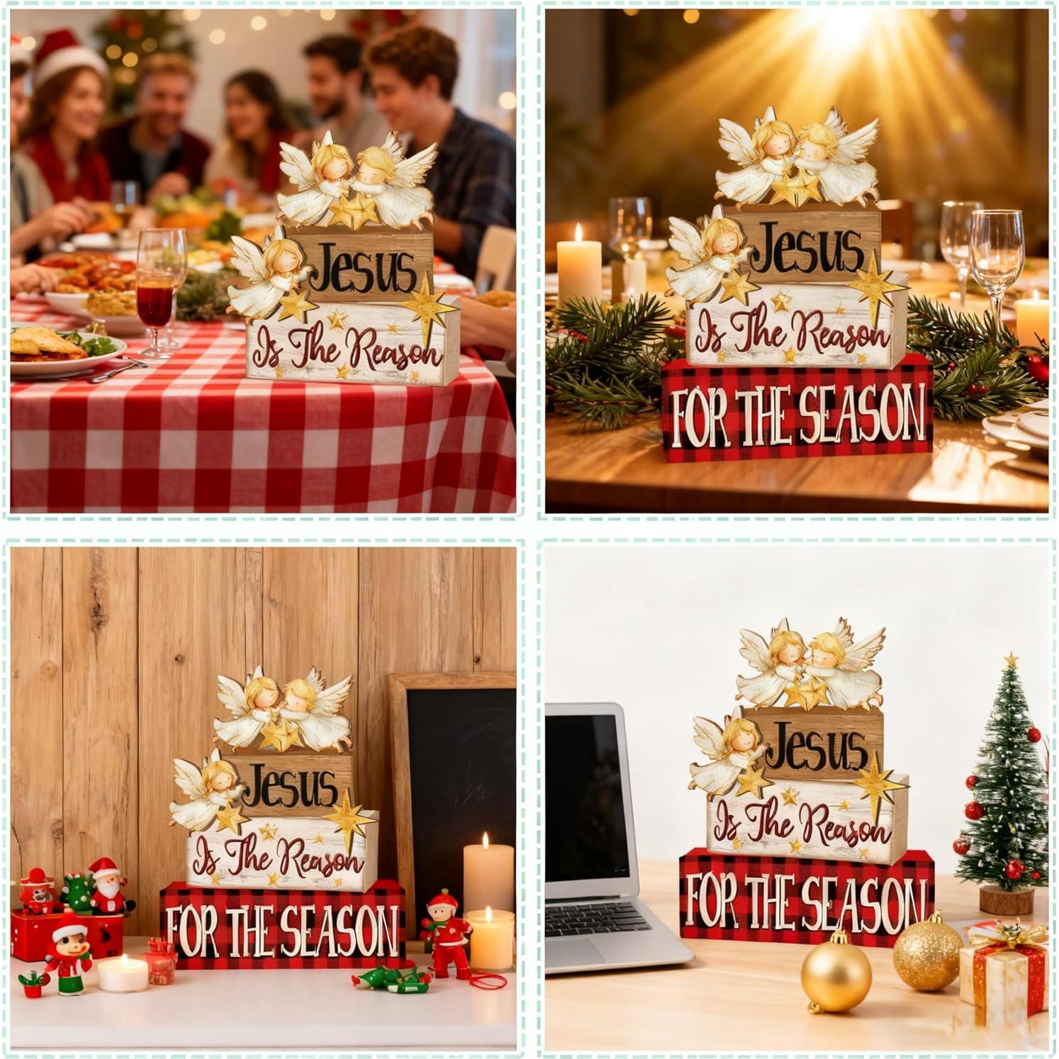 Decoración de Mesa de Navidad CMZLUMINEST - Ángel de Madera