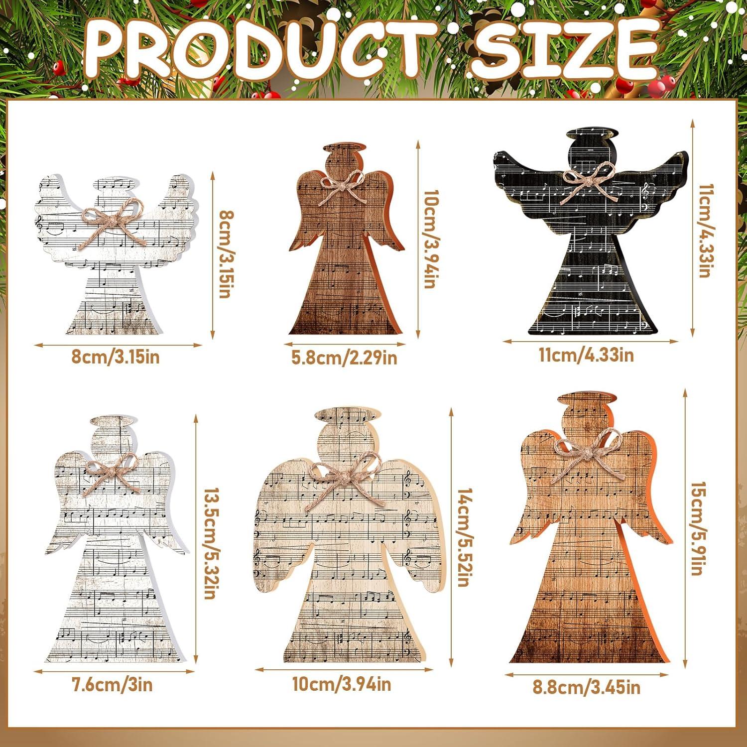 6 Decoraciones de Mesa de Madera Yuntau - Ángel Navideño