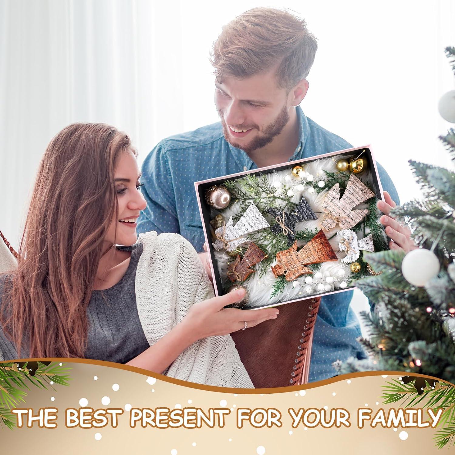 6 Decoraciones de Mesa de Madera Yuntau - Ángel Navideño