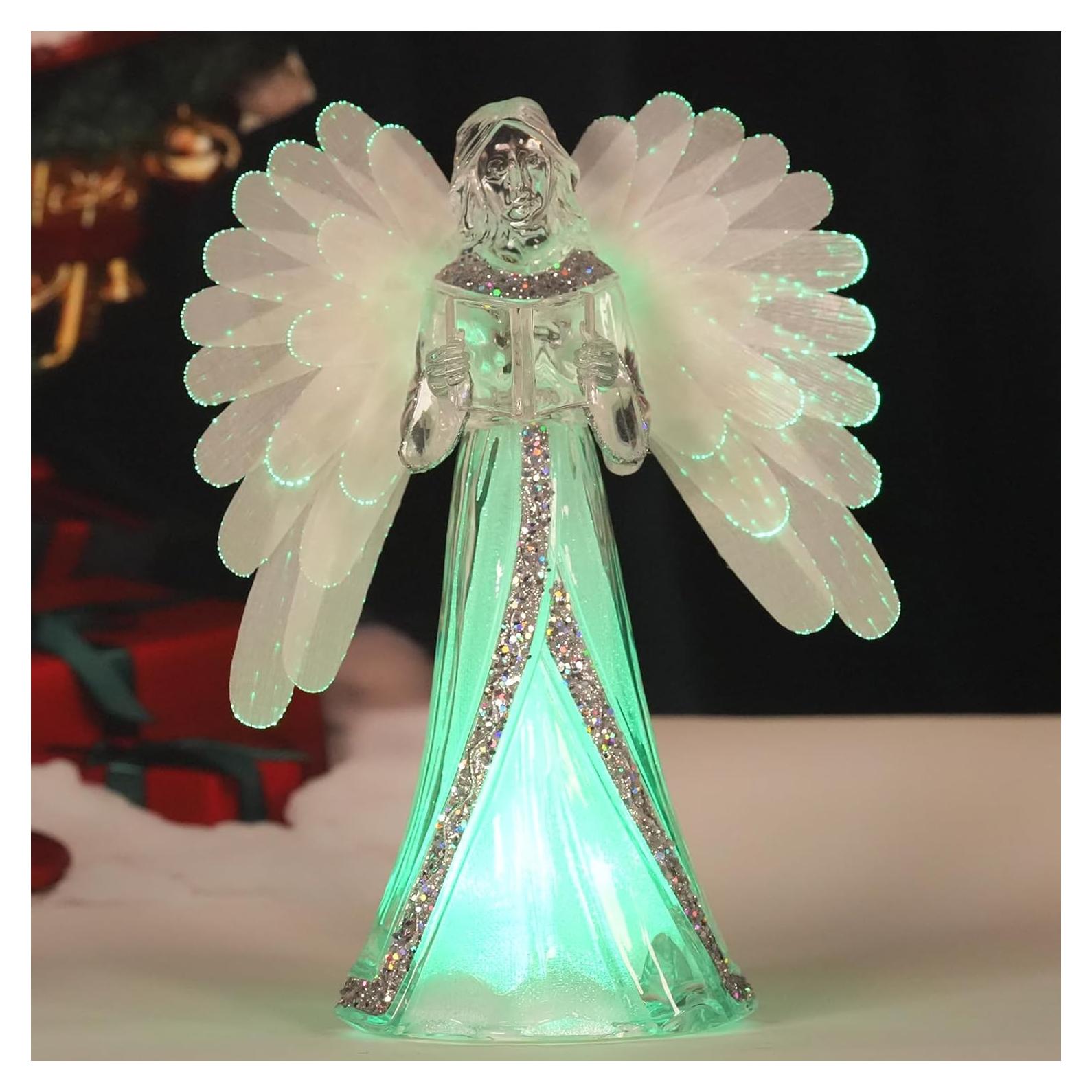 Estatua de Ángel Lector LED Cambiante 21.6 cm Leyupeak