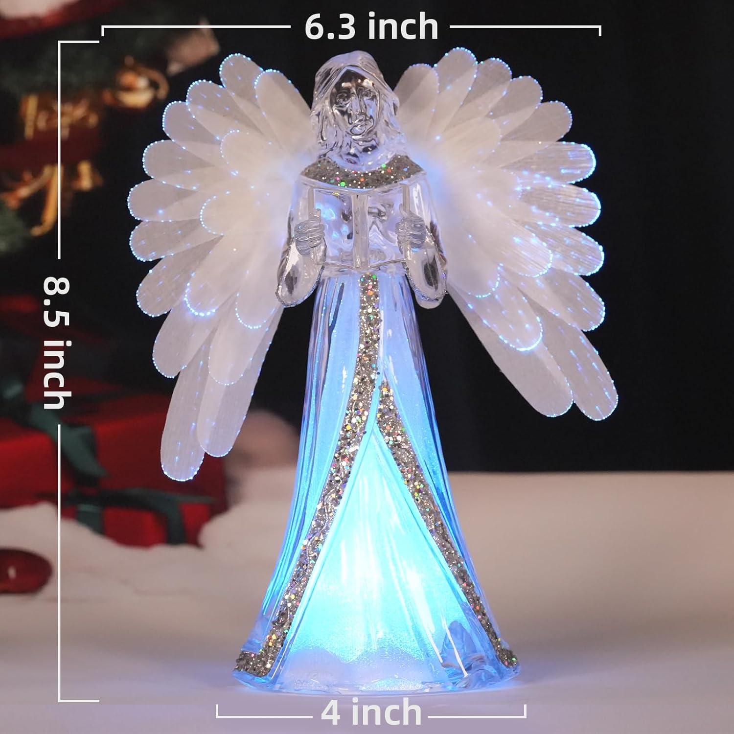 Estatua de Ángel Lector LED Cambiante 21.6 cm Leyupeak