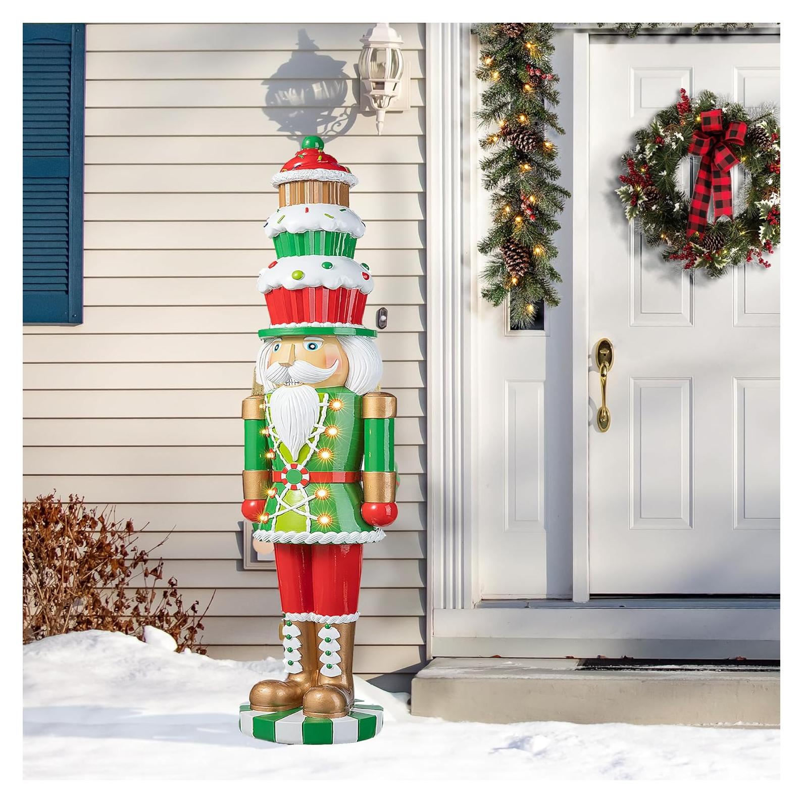 Cascanueces de Navidad Glitzhome 71 cm con Luces y Temporizador