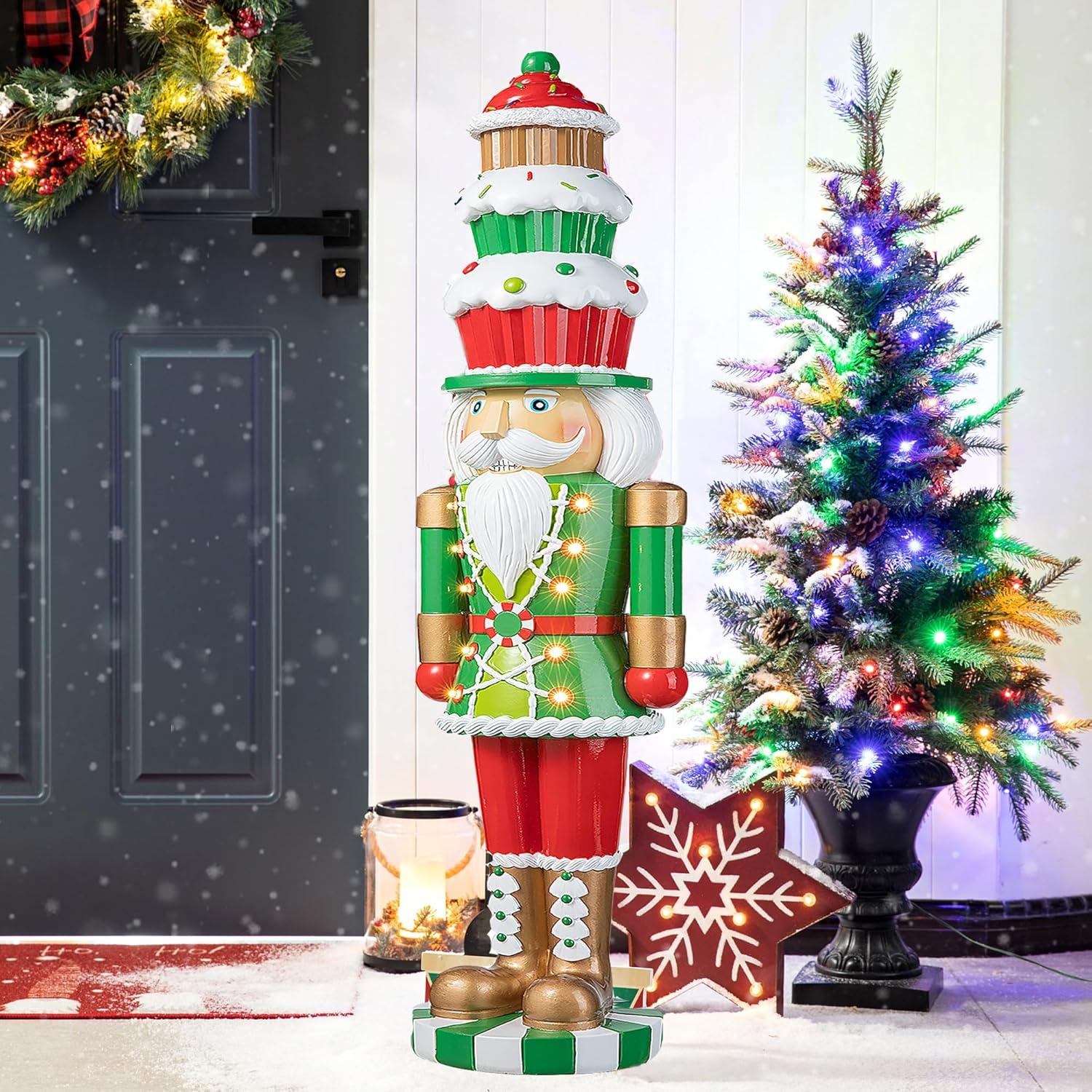 Cascanueces de Navidad Glitzhome 71 cm con Luces y Temporizador