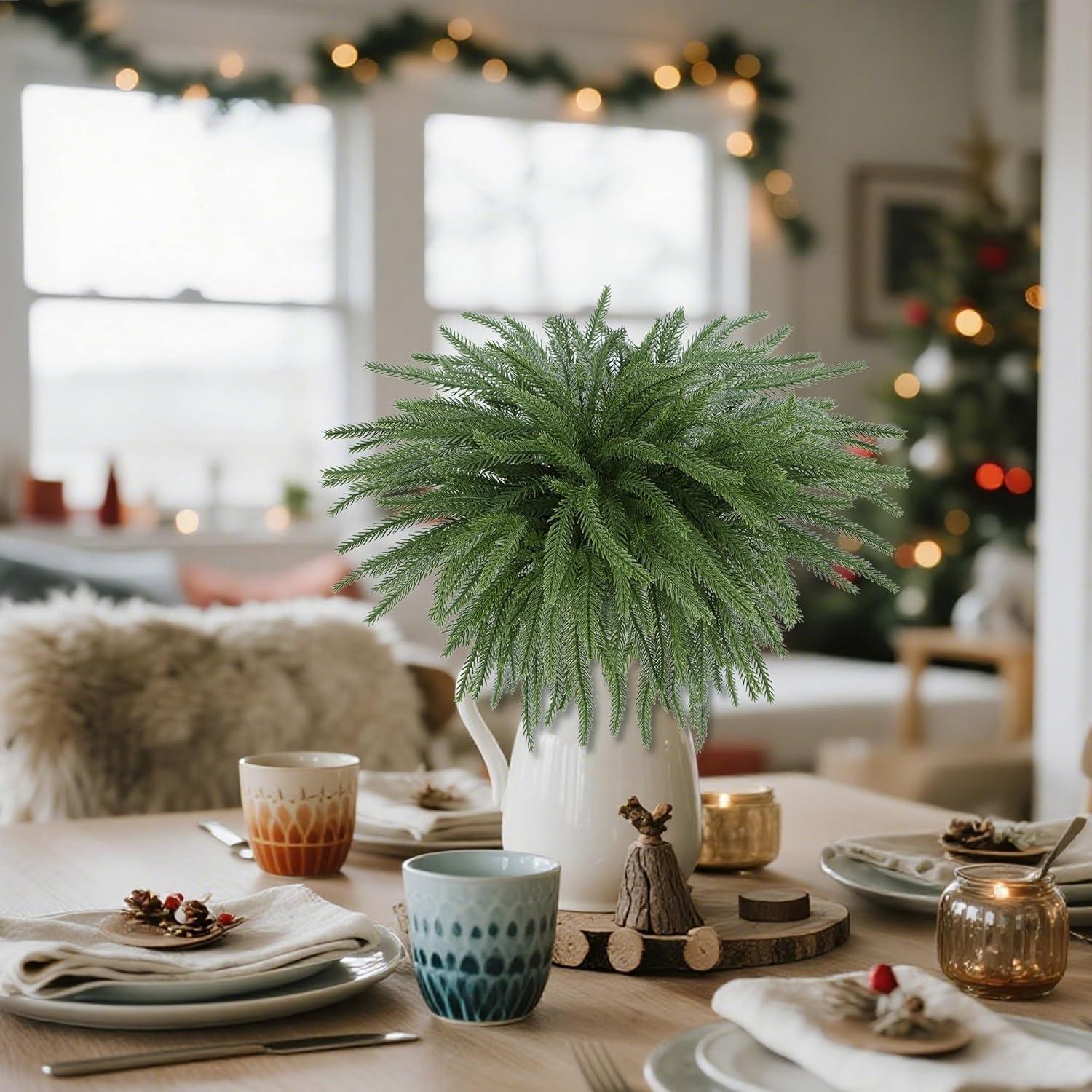 Ramas de Pino Norfolk Artificial DR.DUDU - 8 Paquete 45.72 cm