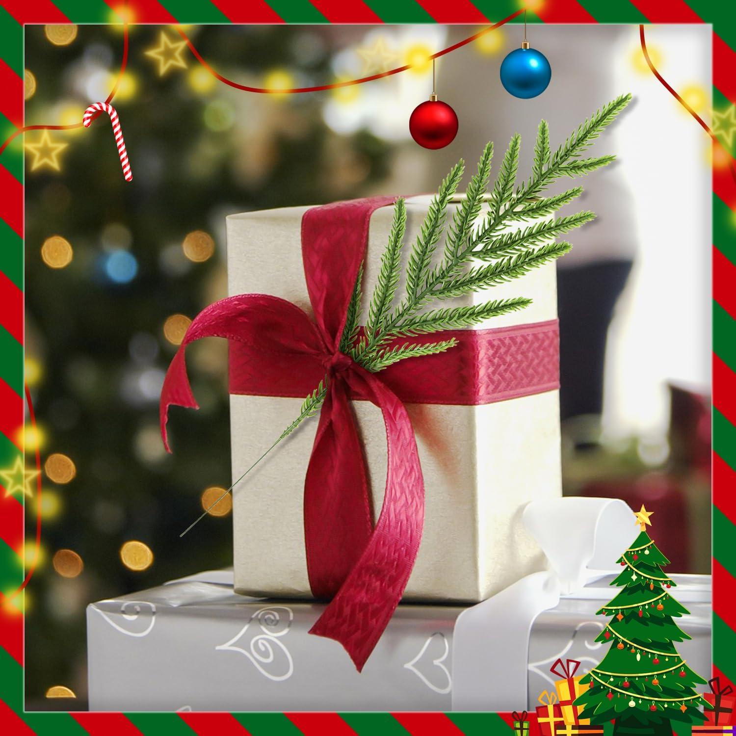 24 Ramas de Pino Norfolk Artificiales Kunjocy 34.3 cm Verde