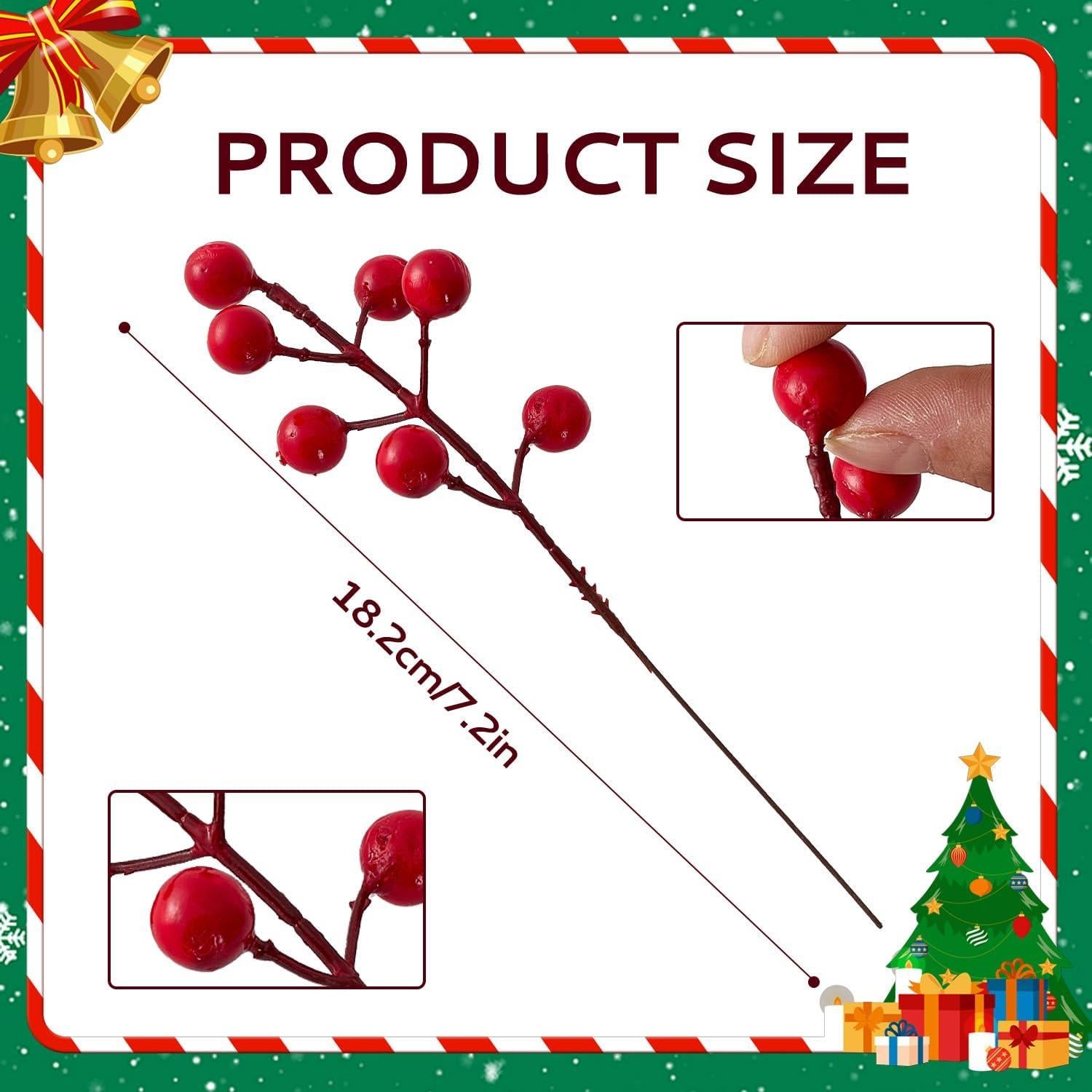 40 Piezas Ramas de Pino Artificial y Bayas de Acebo Yeabwps