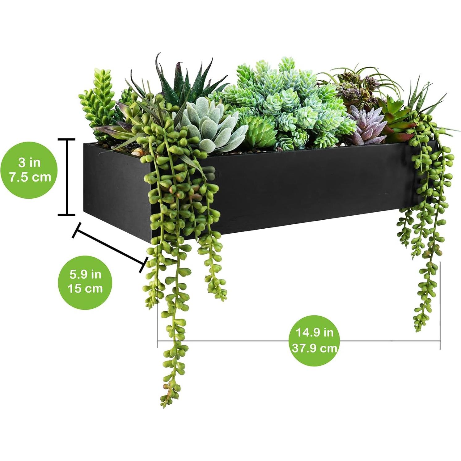 Arreglo de Suculentas Artificiales Winlyn en Maceta de Madera